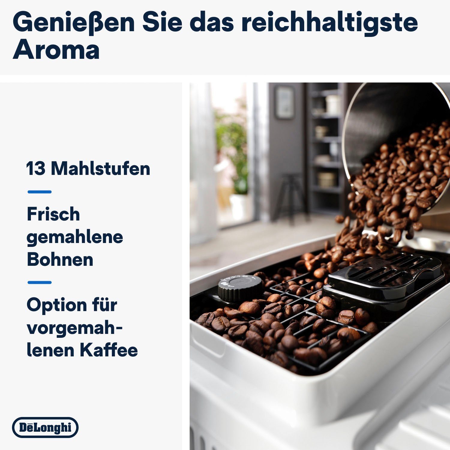 De'Longhi Kaffeevollautomat Magnifica Start ECAM220.61.W - 4 Rezepte, perfekter Milchschaum, weiß, 250g-Bohnenbehälter + Behälter für Filterkaffee, autom. Reinigung