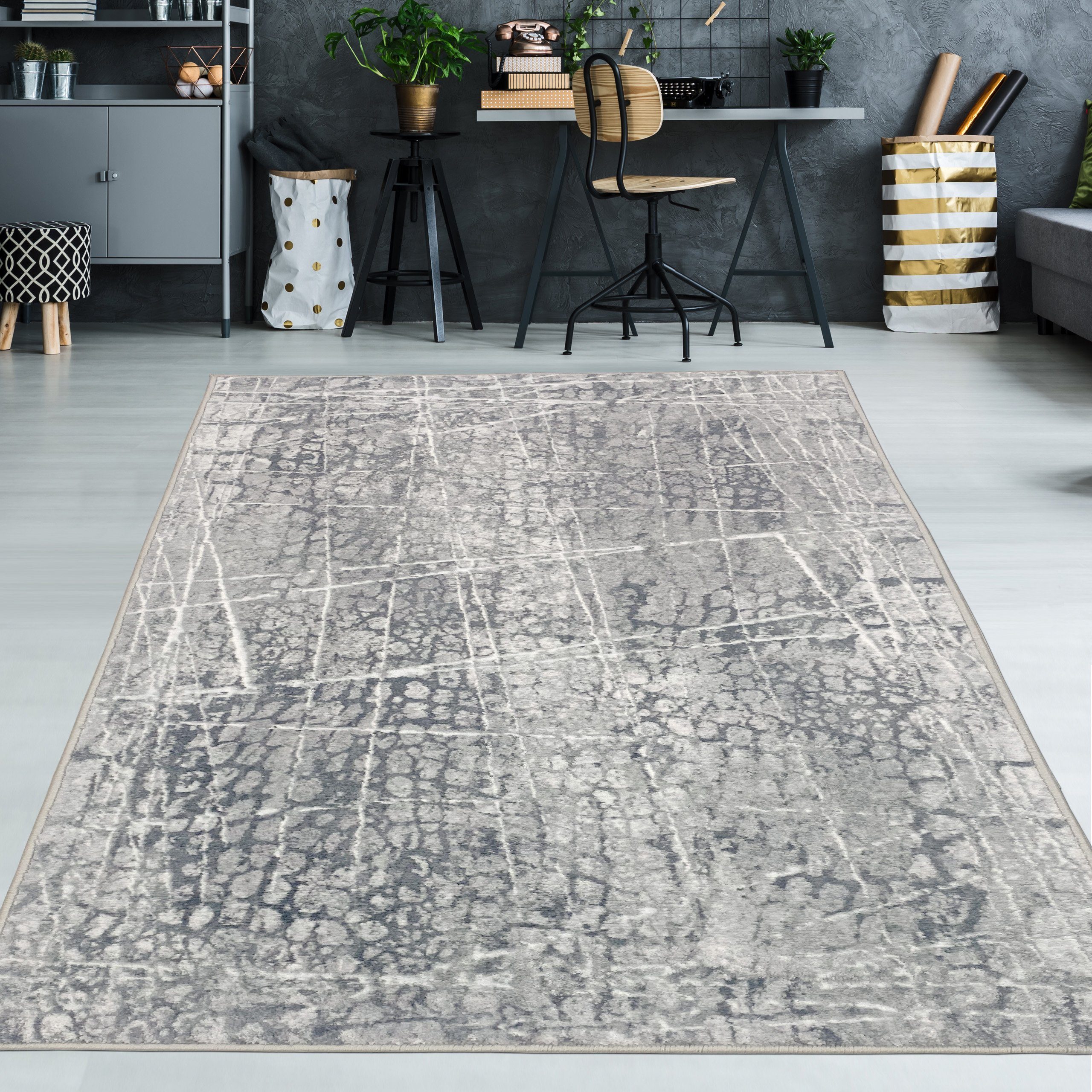 TeppichHome24 Teppich Designerteppich abstrakt in grau, günstig online kaufen