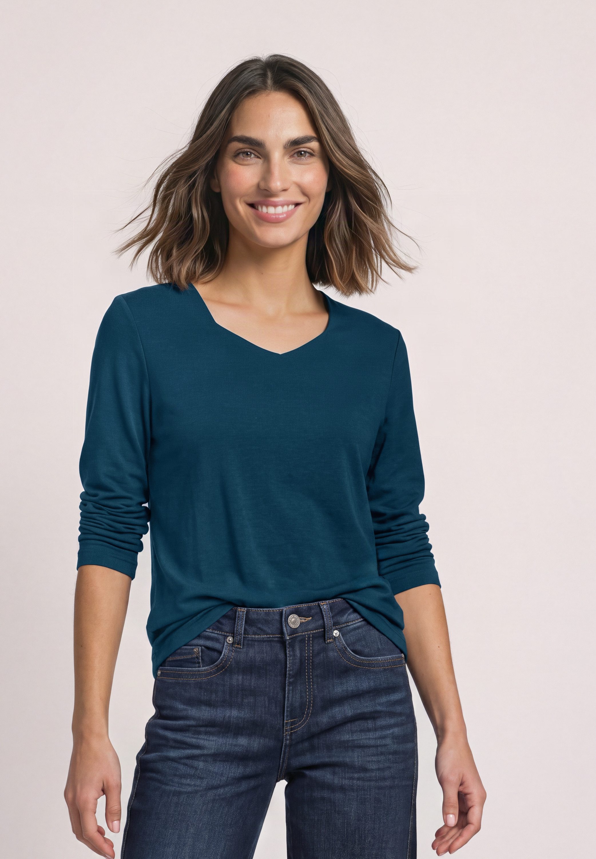 STREET ONE Langarmshirt in Unifarbe