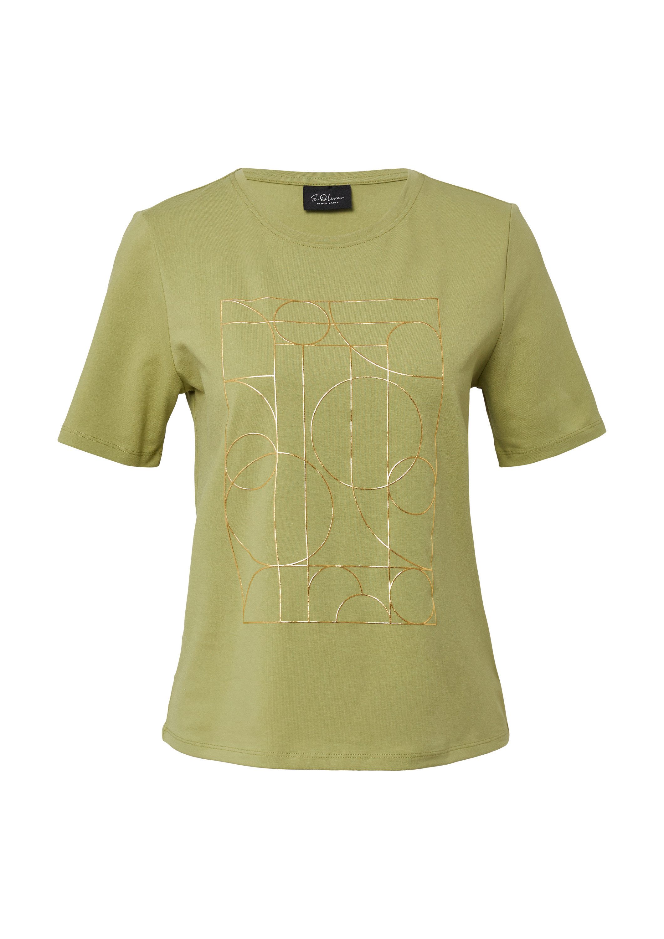 s.Oliver Kurzarmshirt T-Shirt Jersey-T-Shirt mit glänzendem Frontprint günstig online kaufen