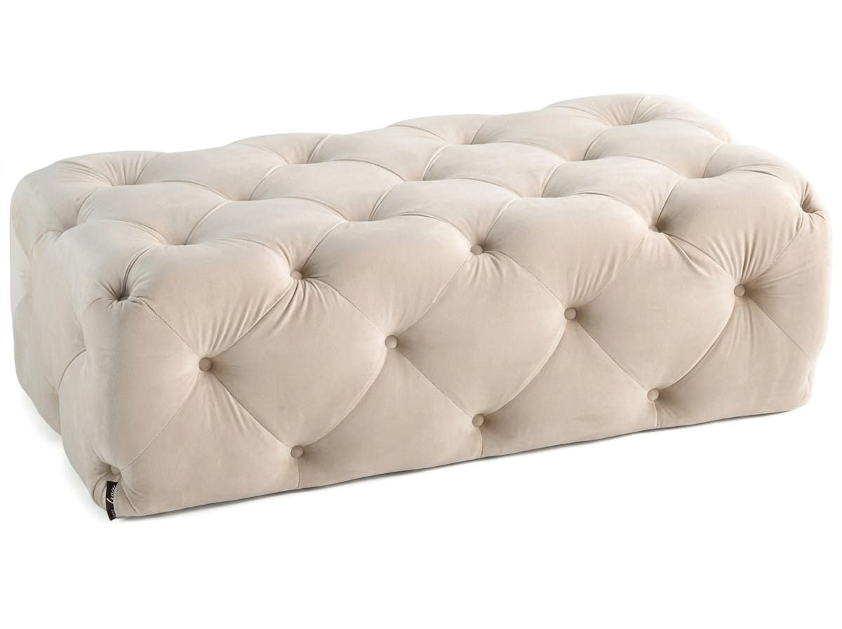 JVmoebel Bettbank Beiger Hocker Ottomane Chesterfield modern gesteppter Fußhocker, Made in Europa