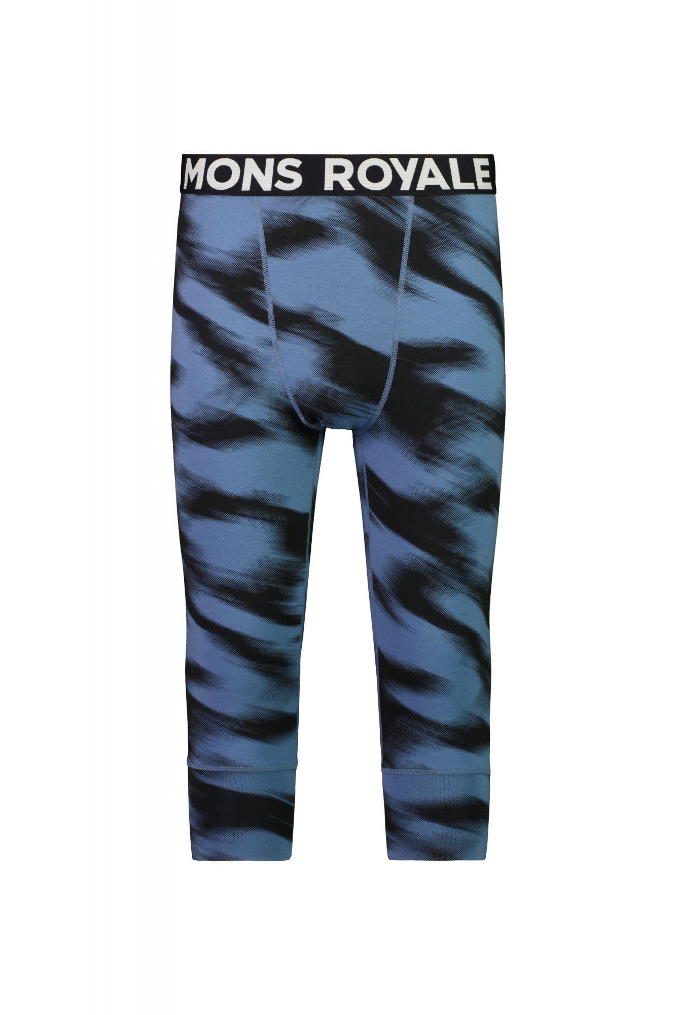 Mons Royale Lange Unterhose Mons Royale M Cascade 3/4 Legging Print Herren Blue Motion