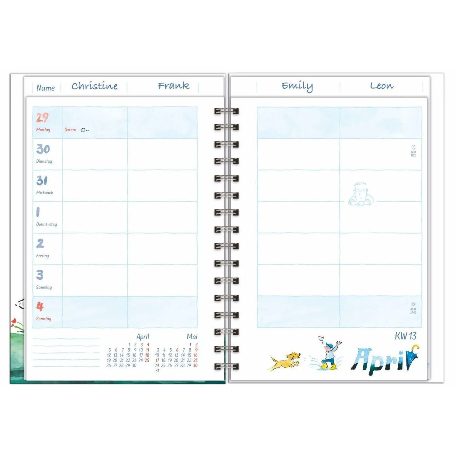 HEYE Familienkalender Helme Heine: Familienplaner-Buch A6 2027