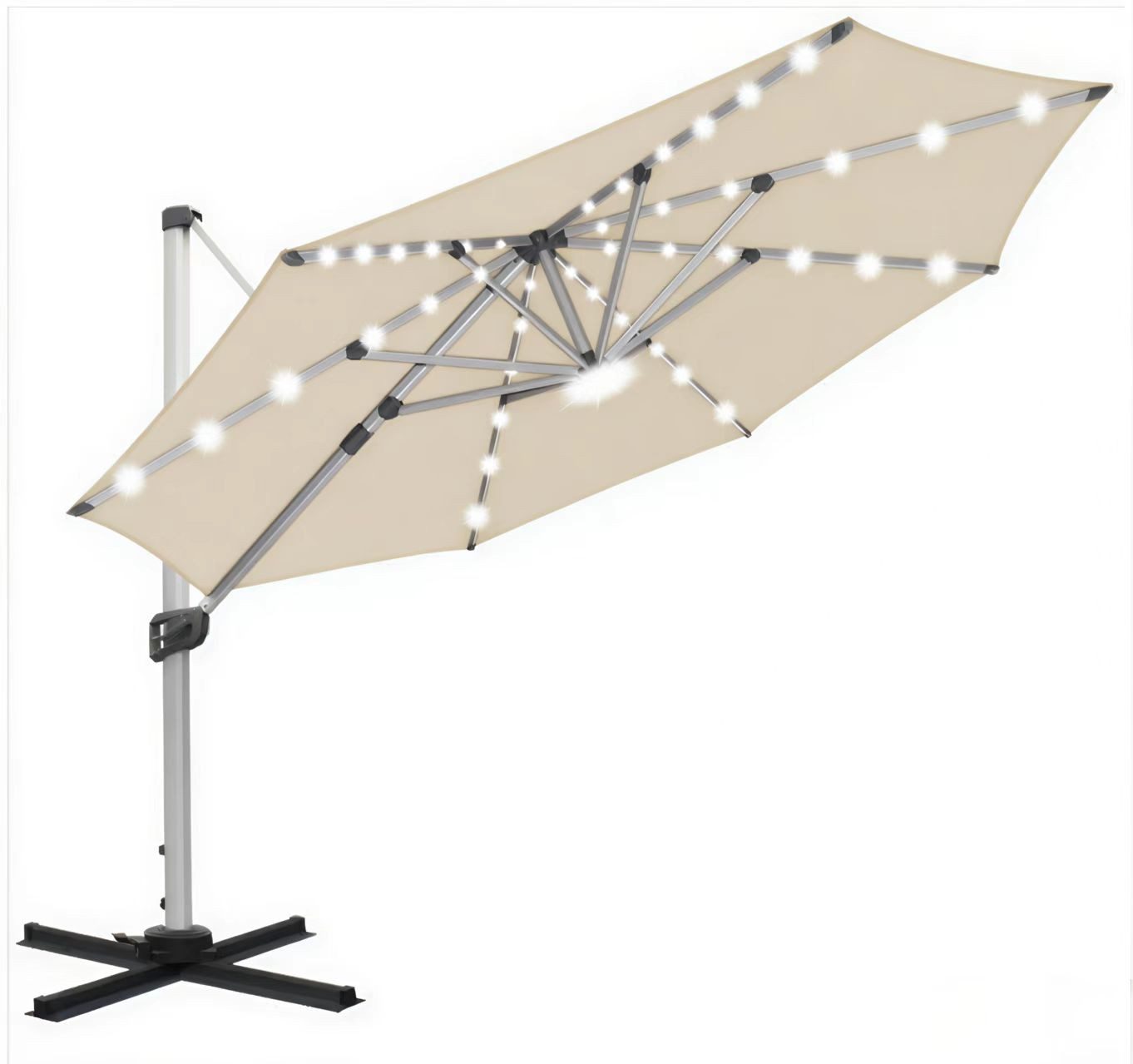 RANSENERS Sonnenschirm MID350R,Ampelschirm Ø350cm mit Solar-LED, günstig online kaufen