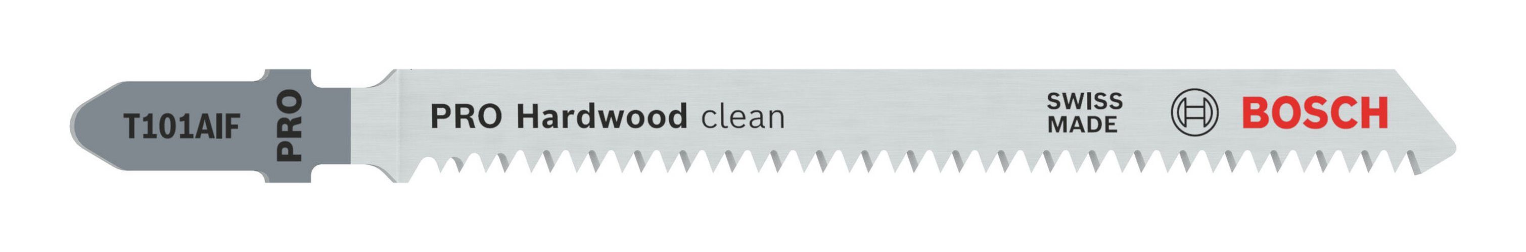 BOSCH Stichsägeblatt Pro Hardwood (5 Stück), Hardwood clean T101AIF, 100 mm - 5er Pack