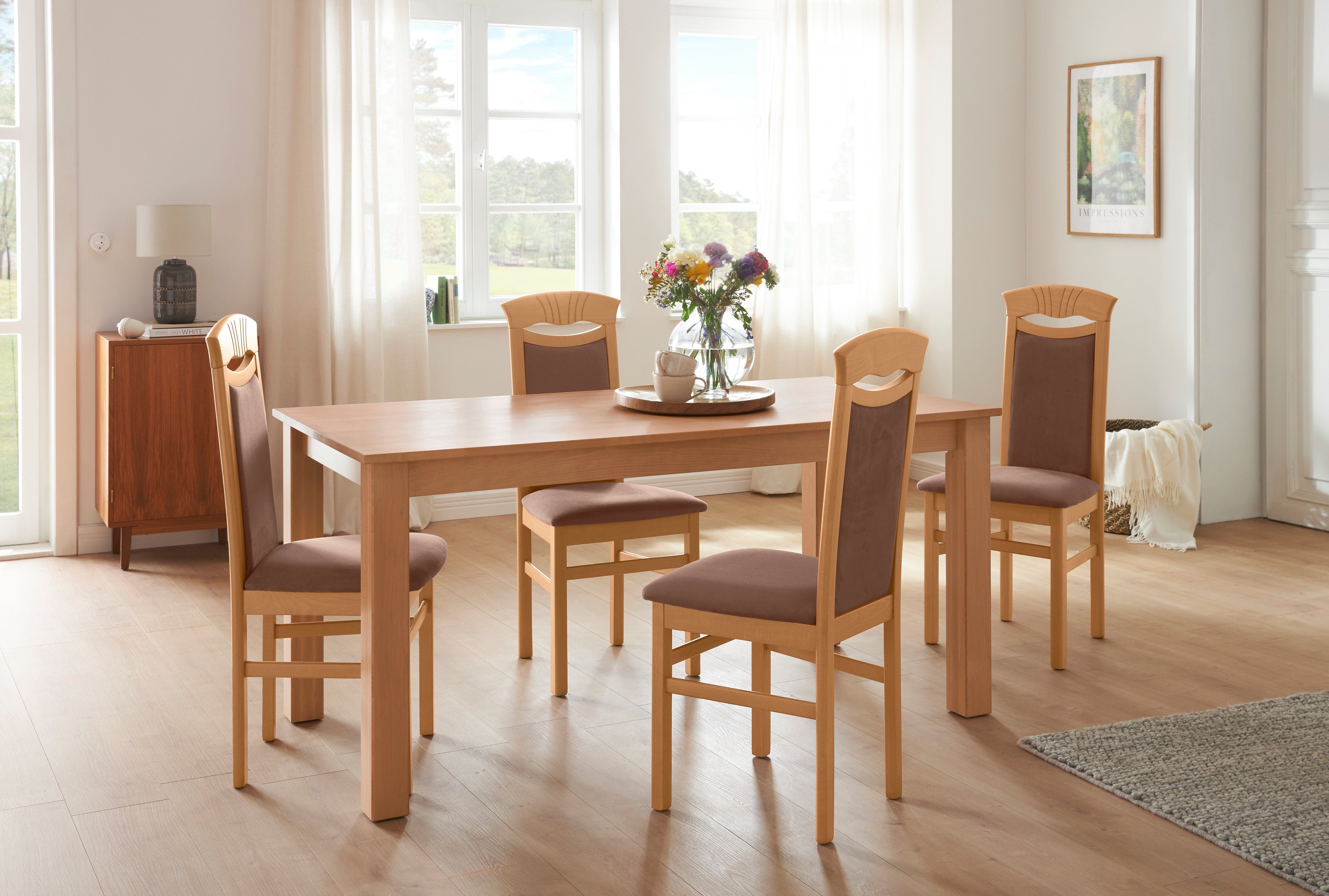 Home affaire Esszimmerstuhl Franz (Set, 2 St), strapazierfähige Microfaser, Gestell Buche natur oder weiß, Holzstuhl