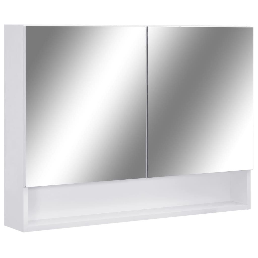 vidaXL MDF cm LED-Bad-Spiegelschrank Badezimmerspiegelschrank Weiß (1-St) 80x15x60