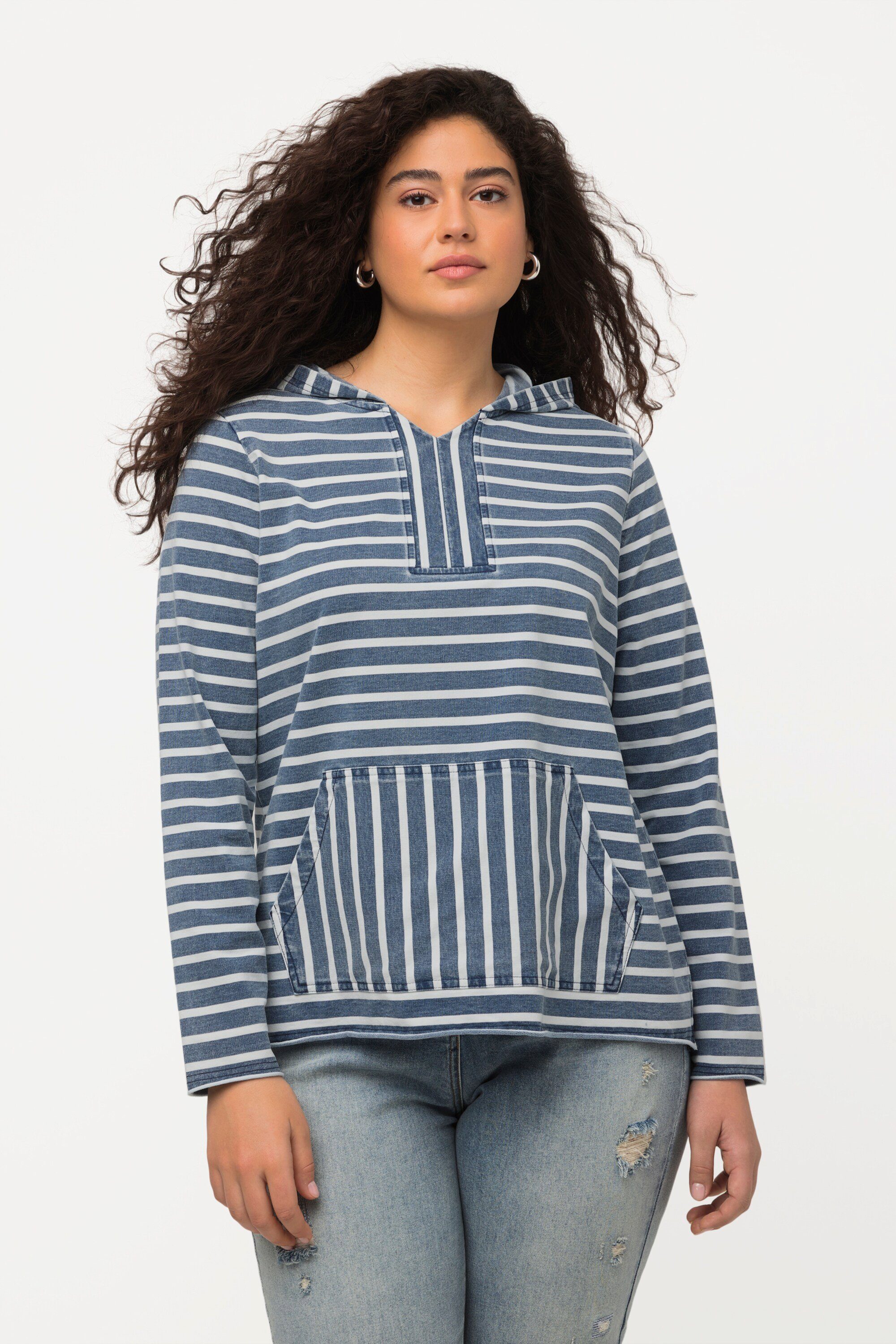 Hoodie Hoodie Streifen Knebelknöpfe Kapuze Langarm