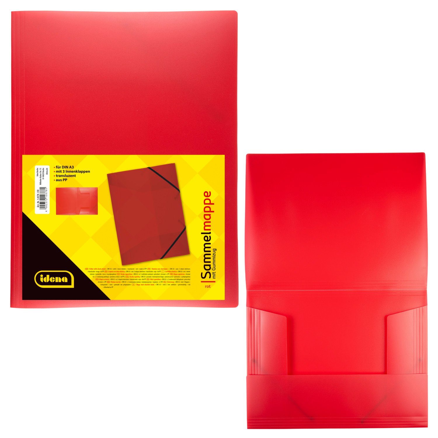 Idena Hefter Idena 10378 - Sammelmappe mit Gummizug für DIN A3, aus Polypropylen