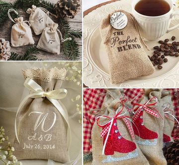 Homewit Beuteltasche 24tlg Christmas Jutesäckchen Set mit Broschen für Geschenkverpackung