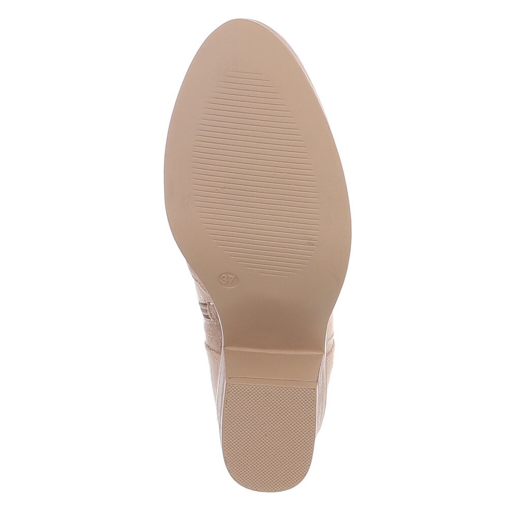 Ital-Design Moderne Damen-Stiefel mit Lochmuster und Blockabsatz Sommerboots (91154437) Blockabsatz Stiefel in Hellbraun