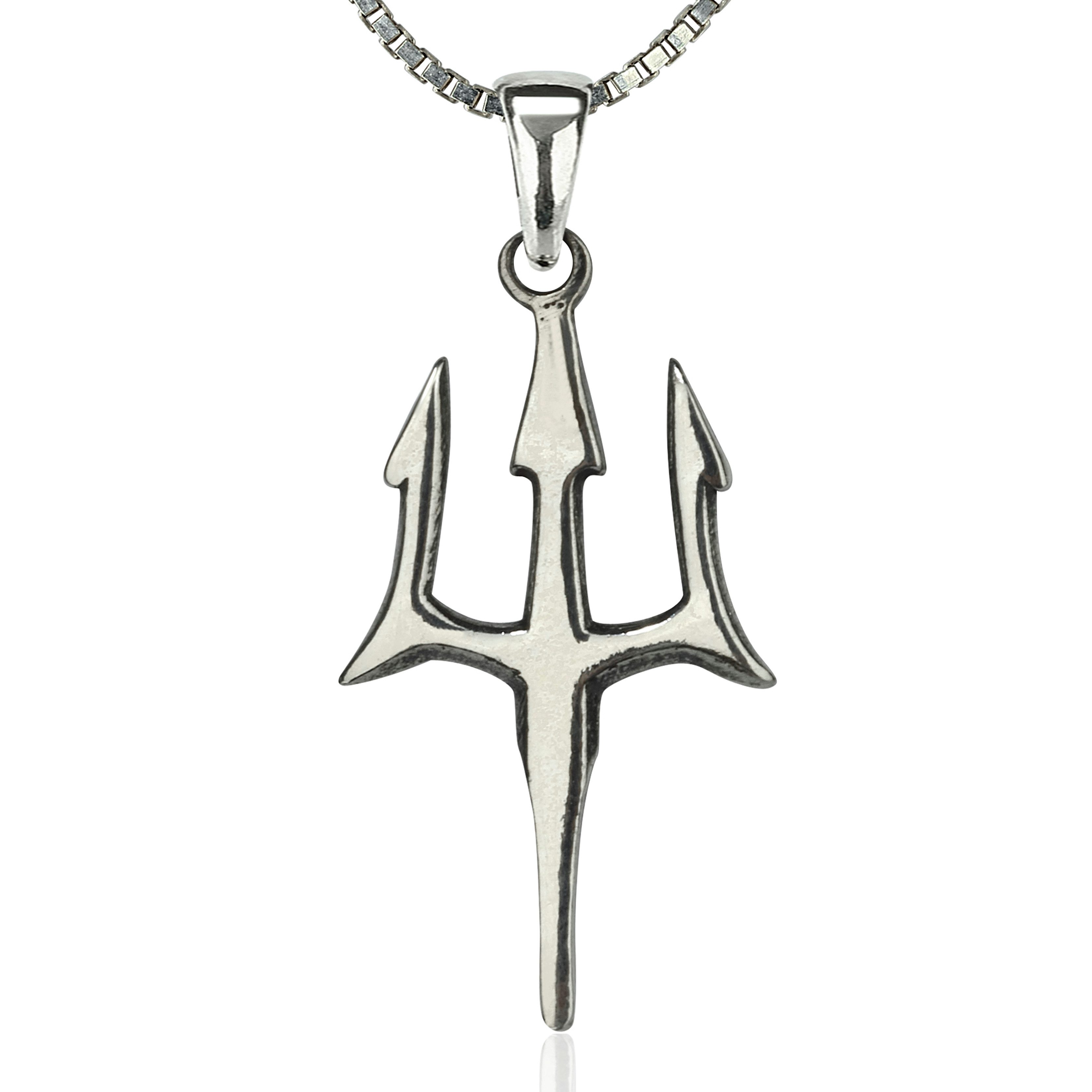 NAHLE Kette mit Anhänger Poseidon Silber Halskette Dreizack Kette Neptun Aq günstig online kaufen