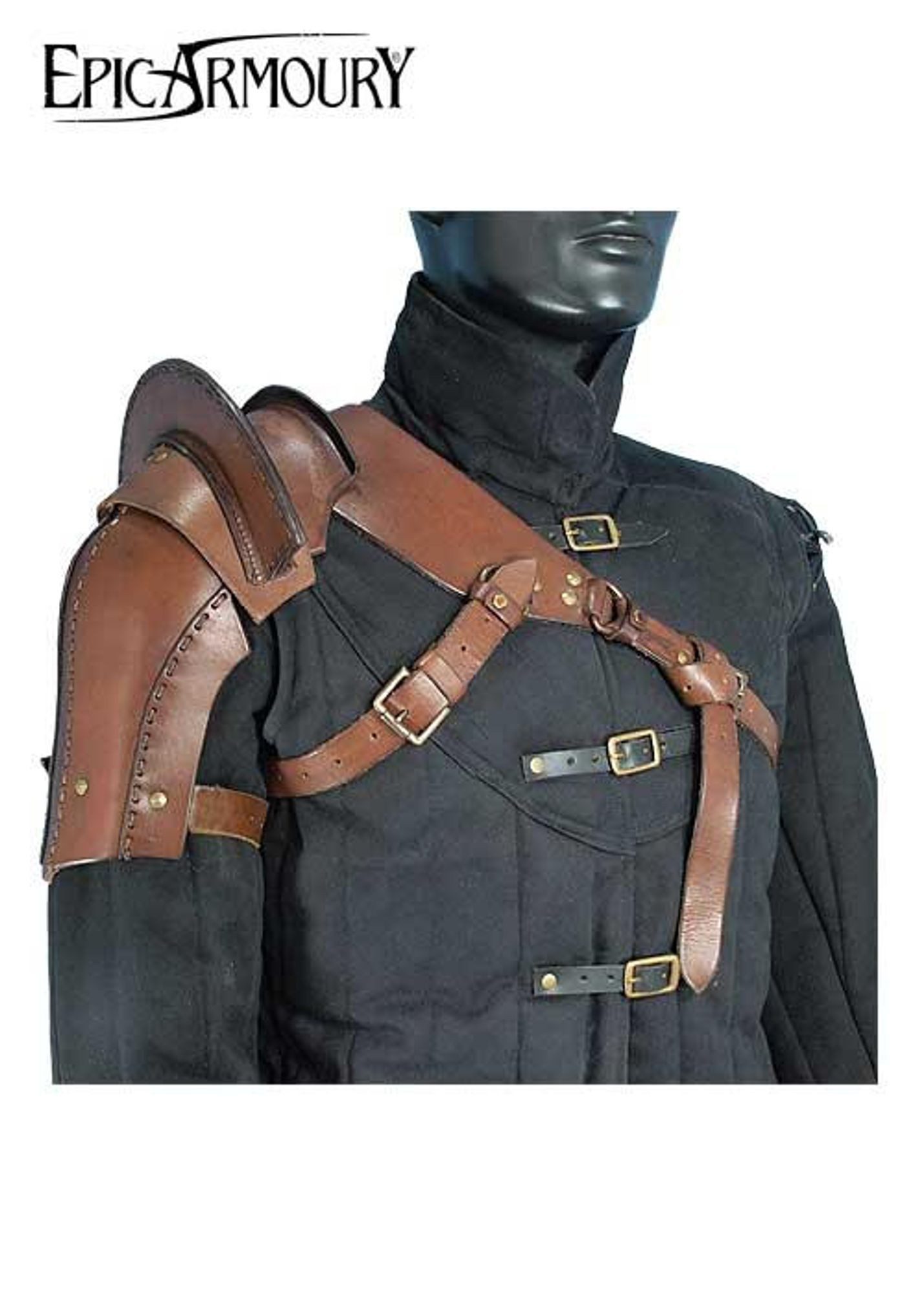 Epic Armoury Ritter-Kostüm Schulterschutz, braun, Größe M
