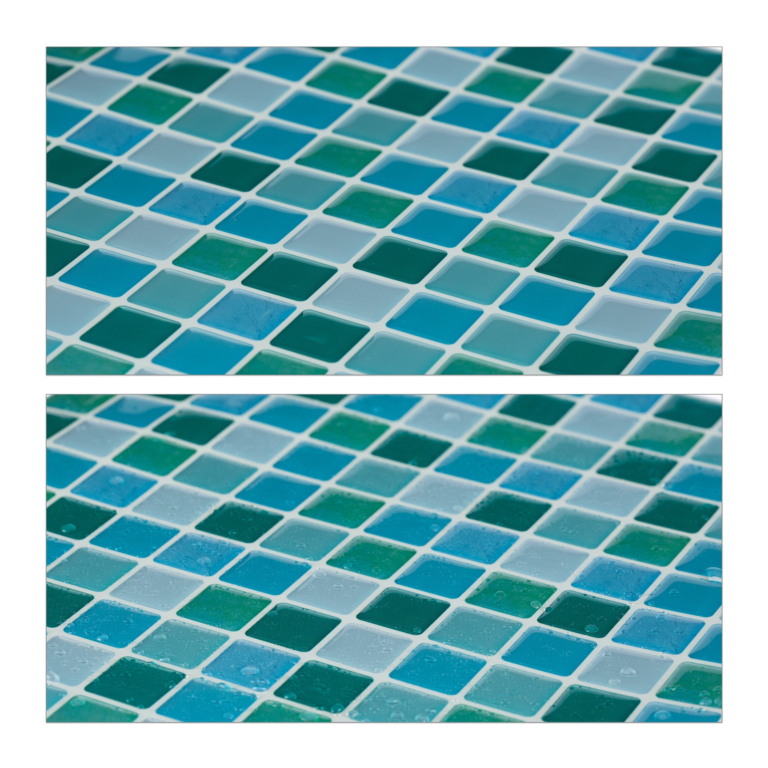 im Grün Set, B Mosaik Hellblau Fliesenaufkleber 10er relaxdays Fliesenaufkleber Türkis
