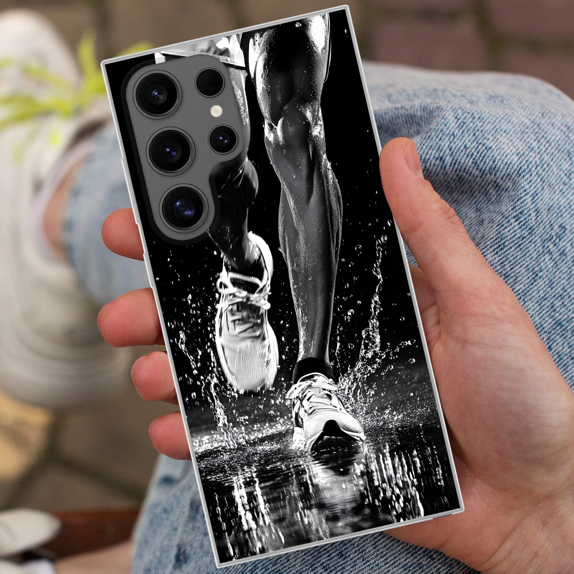 MuchoWow Handyhülle für Samsung Galaxy S24 Ultra Laufschuhe - Laufen - Drops - Schwarz, Phone Case, Silikon, Schutzhülle Dünn