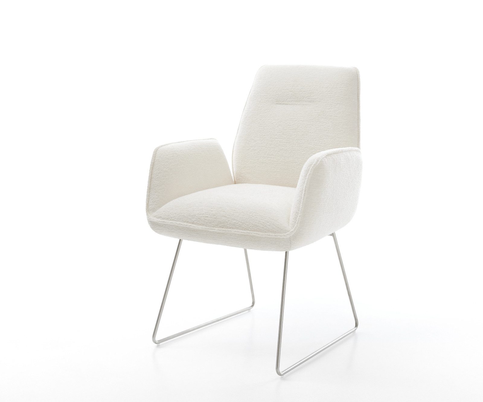 DELIFE Polsterstuhl Zoa-Flex, Kufengestell Edelstahl Bouclé günstig online kaufen