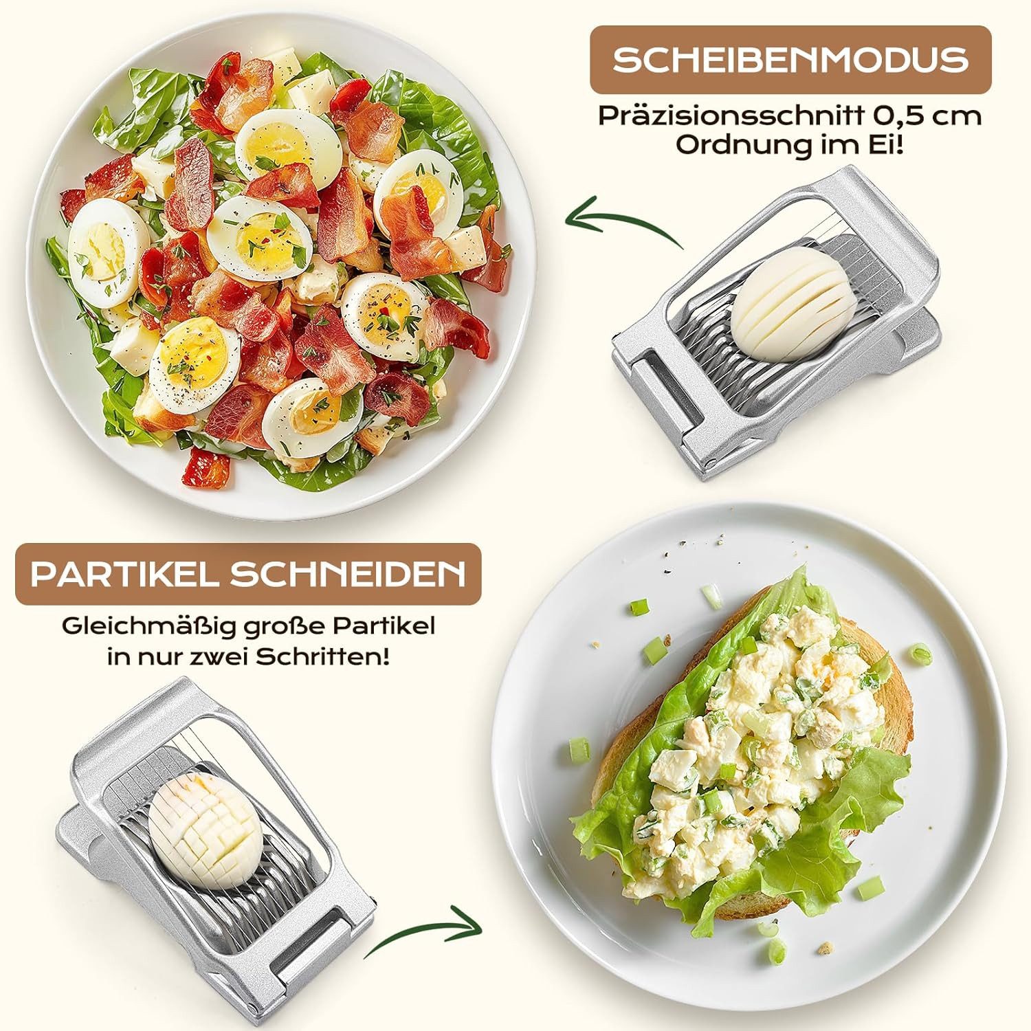 FELIXLEO Eierschneider Eierschneider Edelstahl Aluminium für Eier Obst Spülmaschinenfest, (1-tlg)