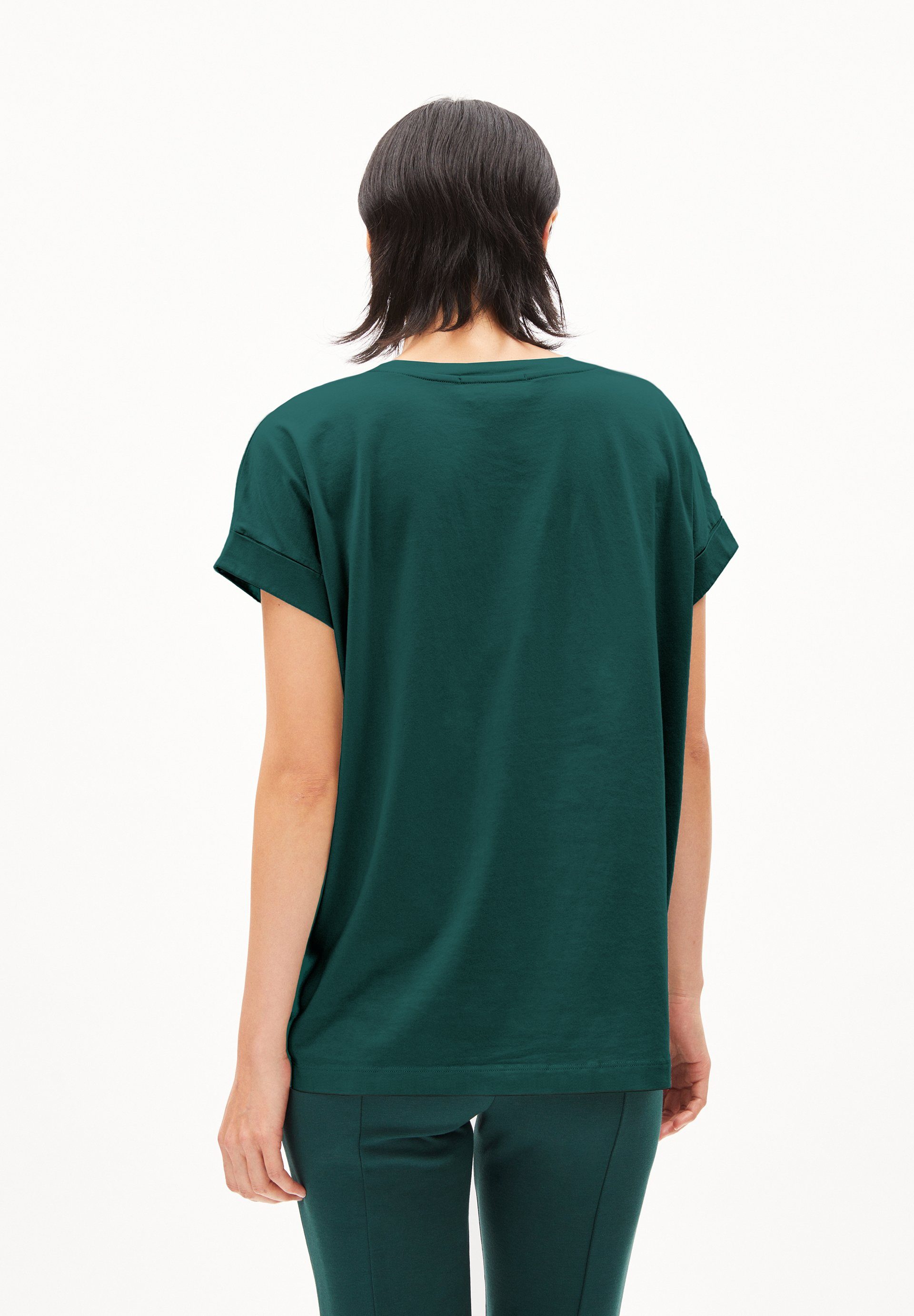 T-Shirt Bio-Baumwolle teal Keine Details Fit aus T-Shirt (1-tlg) Damen Armedangels IDAARA stone Loose