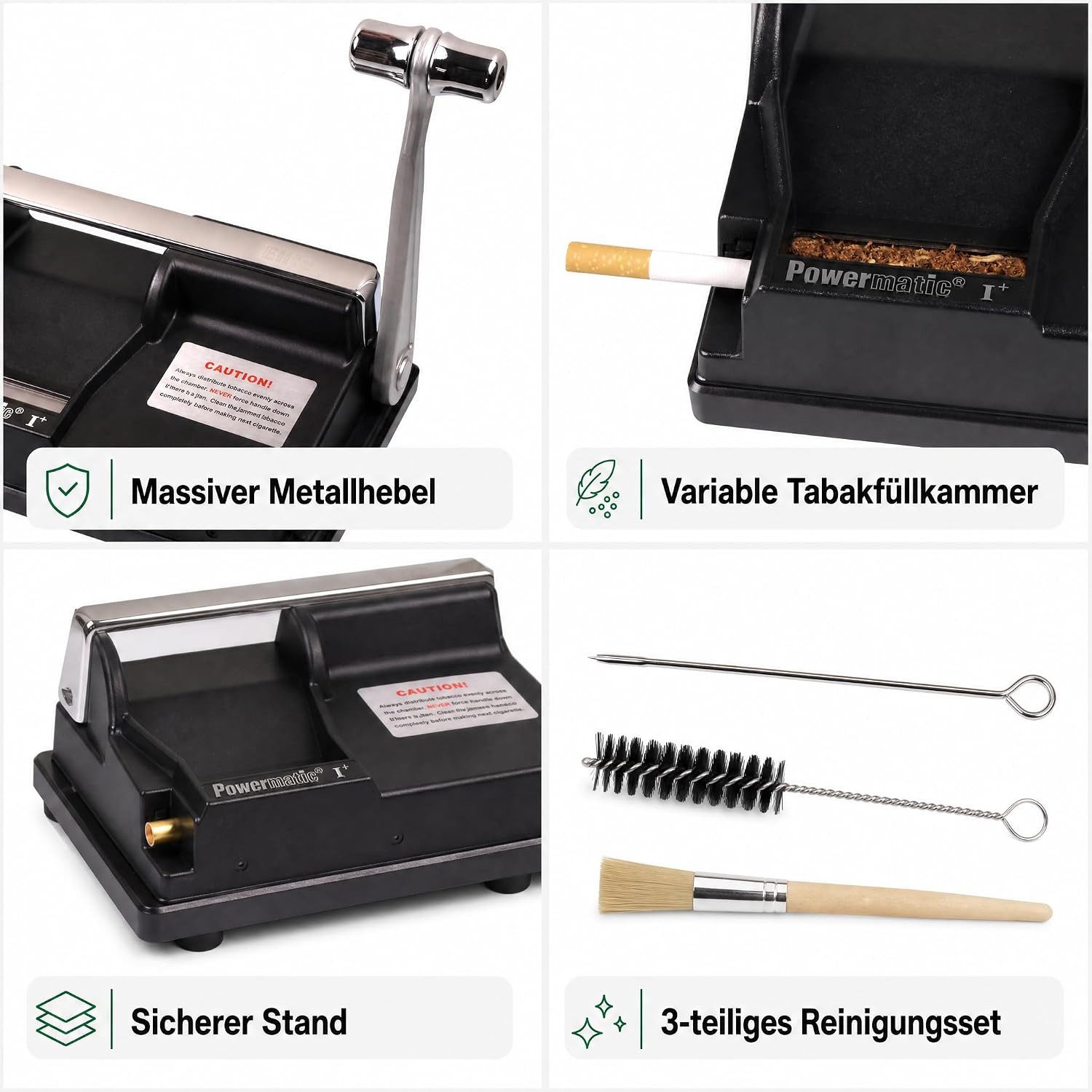 LK Trend & Style Tischdrehmaschine Powermatic I+ Elite Zigarettenzubereiter mit Zubehör, (Dazu eine XXL Zigarettenbox - mehr Vorrat, Ordnung), eine der besten Zigarettenfertiger auf dem Markt