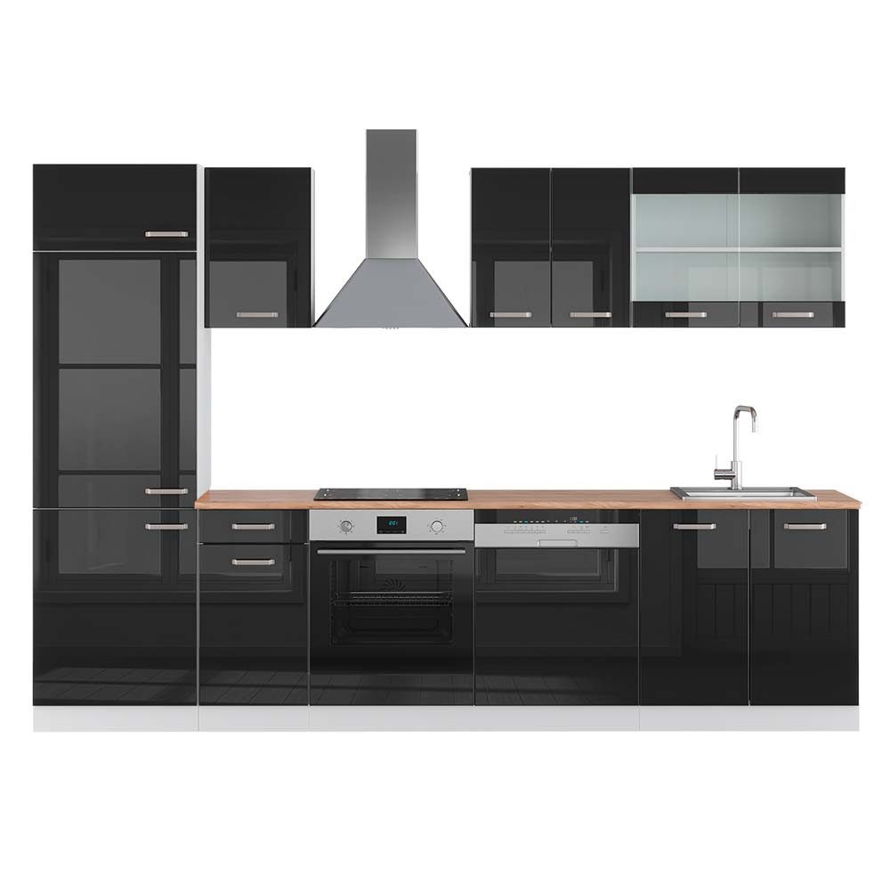 Vicco Küchenzeile R-Line, Schwarz Hochglanz/Weiß, 300 günstig online kaufen