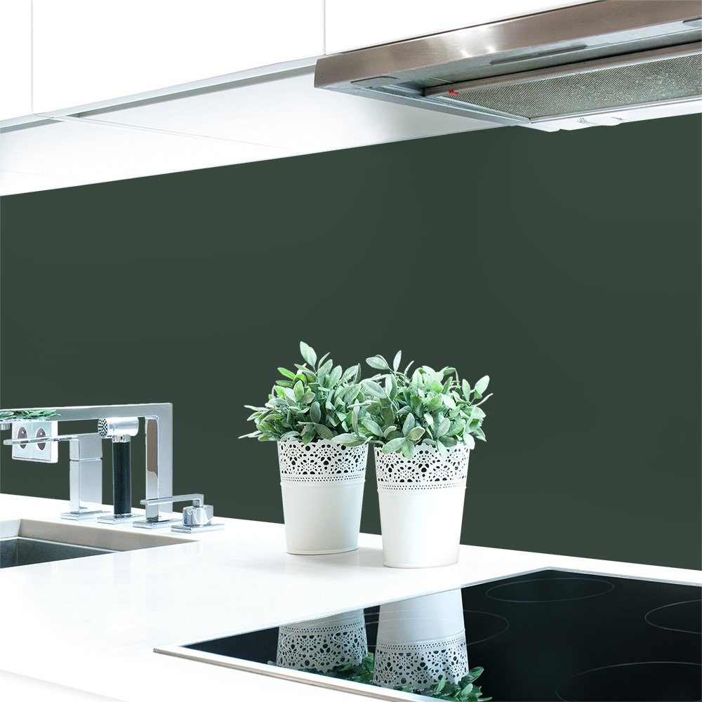 DRUCK-EXPERT Küchenrückwand Küchenrückwand selbstklebend 2 RAL 0,4 Schwarzoliv Premium Grüntöne ~ 6015 Hart-PVC mm Unifarben