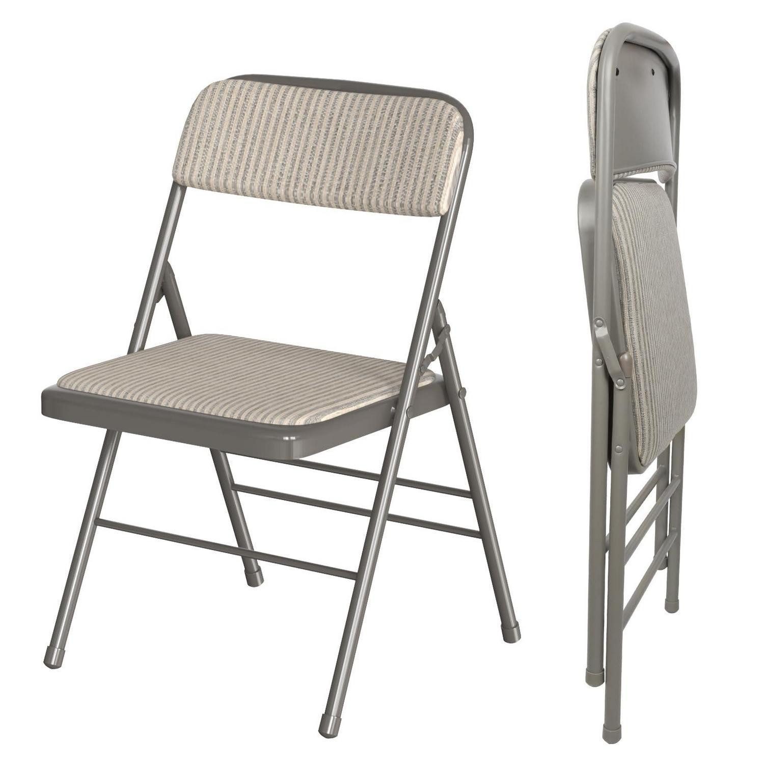 LuxusKollektion Klappstuhl Klappstuhl Gepolstert Beige-Grau Gestreift (1 St)