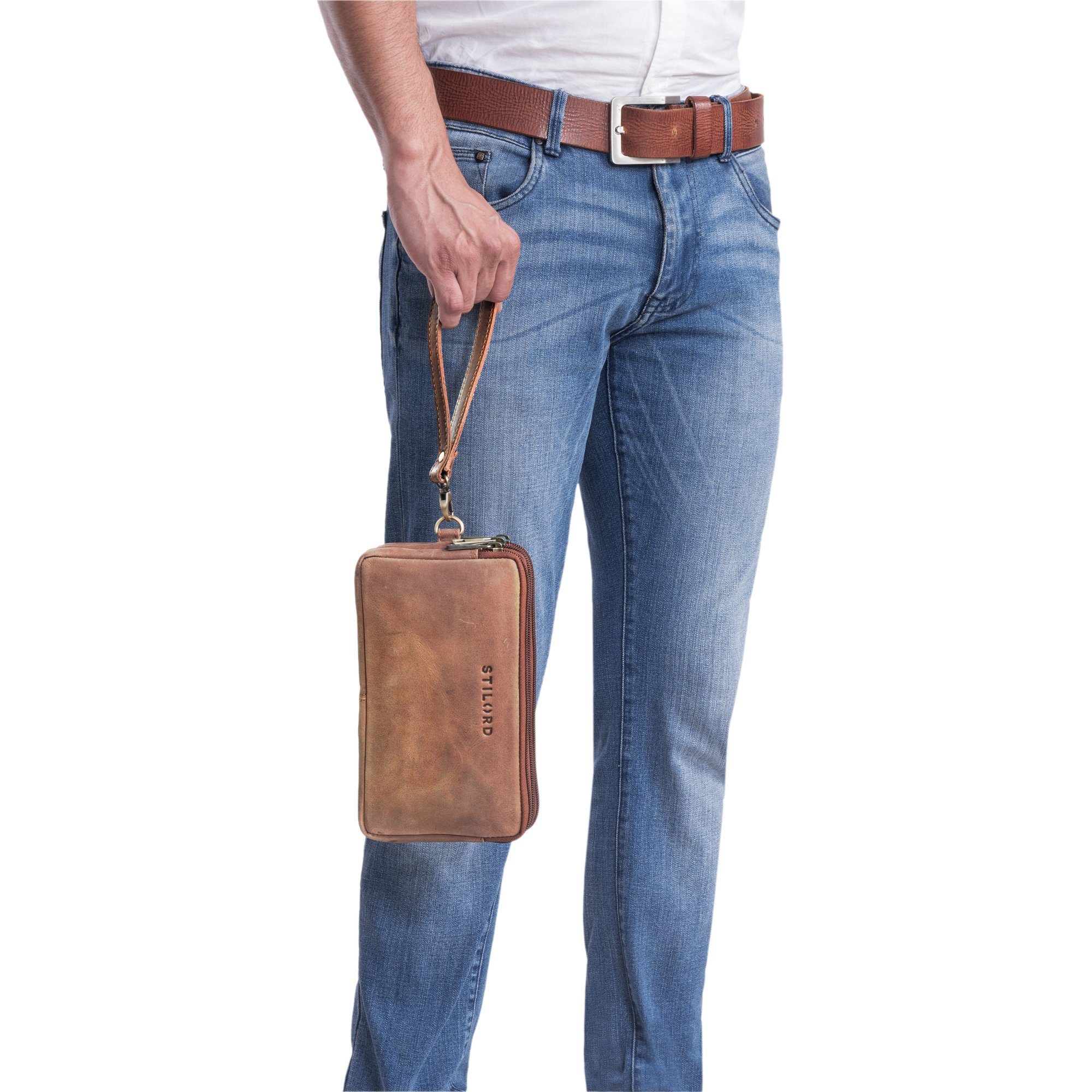 STILORD Messenger Bag "Kenneth" messina Männerhandtasche - klein Leder braun Klassische