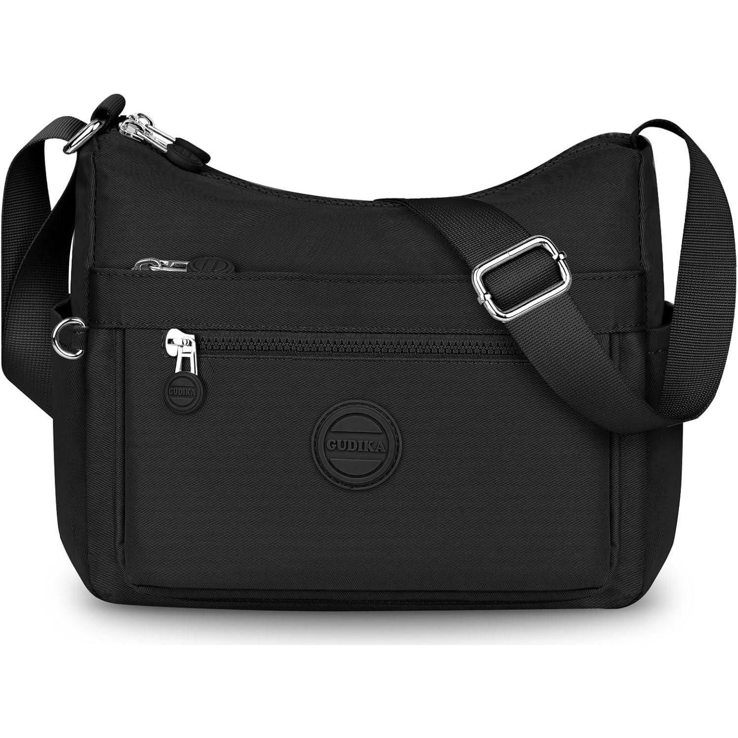 LuxusKollektion Messenger Bag Umhängetasche Damen Nylon Wasserdicht Crossbody Messenger Schwarz