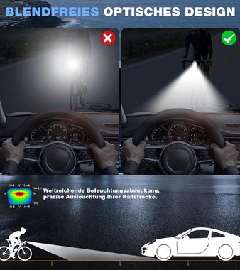 POPOLIC Fahrradbeleuchtung Fahrradlicht Set, Fahrradbeleuchtung LED 100Lux StVZO Zugelassen, Mit 3 Beleuchtungsmodi, Frontlichter 2000mA wasserdichte IPX5