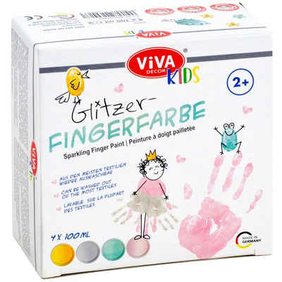 Viva Decor Bastelfarbe »Viva Kids Glitzer Fingerfarbe, 4-teilig, 4 x 100ml«