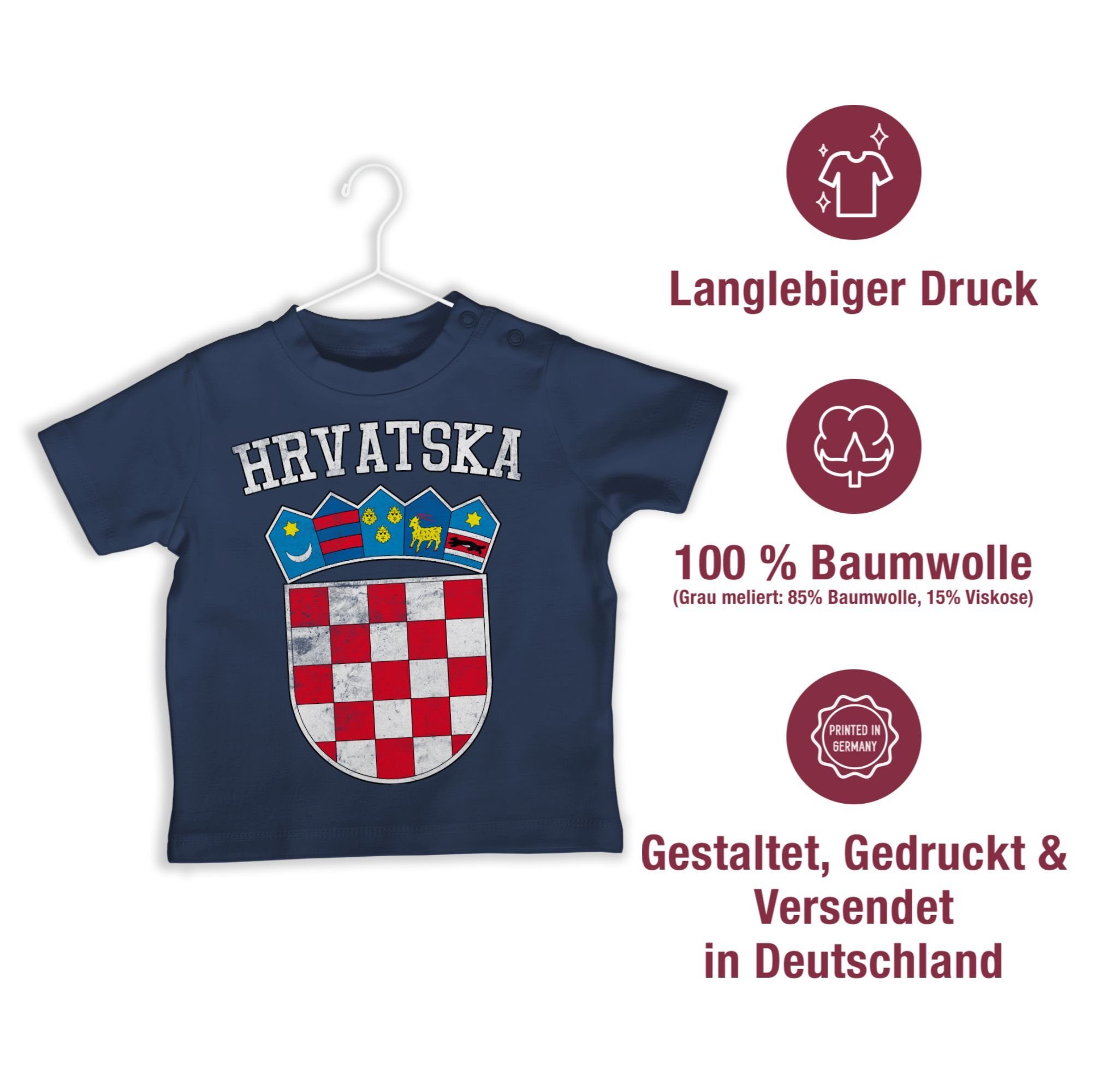 EM 2024 Kroatien Wappen Baby Shirtracer 2 Navy Blau T-Shirt Fussball WM