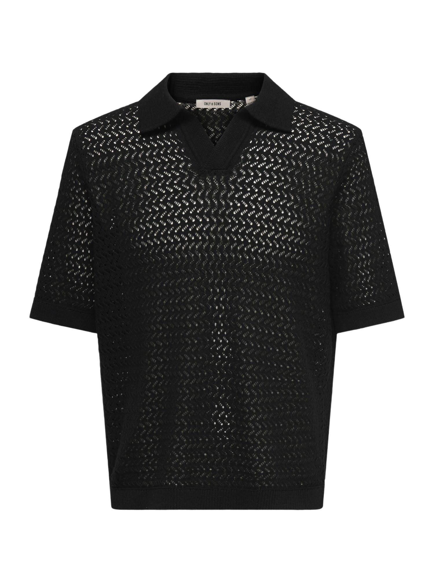 ONLY & SONS Strickpullover 2026-2 SPRING schwarz,Casual,Baumwolle,Strukturiert,Polokragen,Kurz,Regular Fit