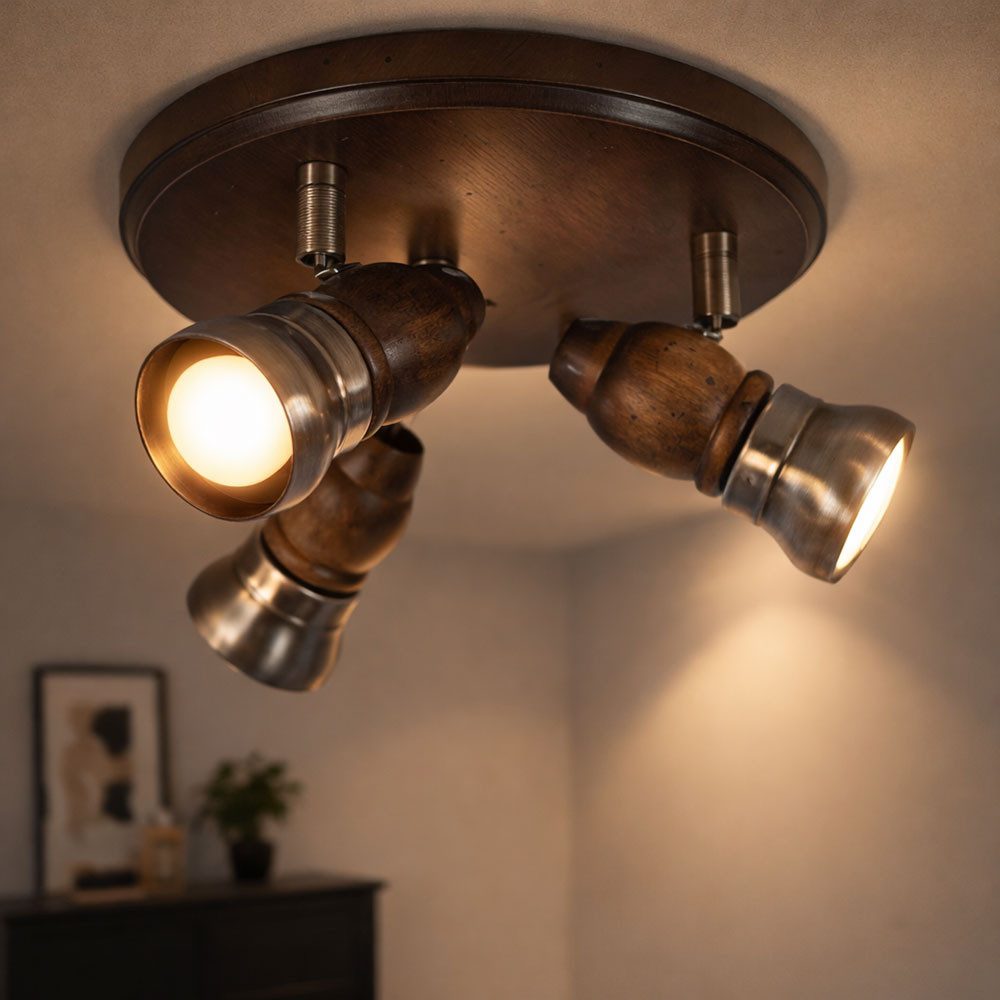 GLOBO LIGHTING Deckenleuchte, Leuchtmittel nicht inklusive, Deckenleuchte Holz Rustikal Deckenleuchte Wohnzimmer