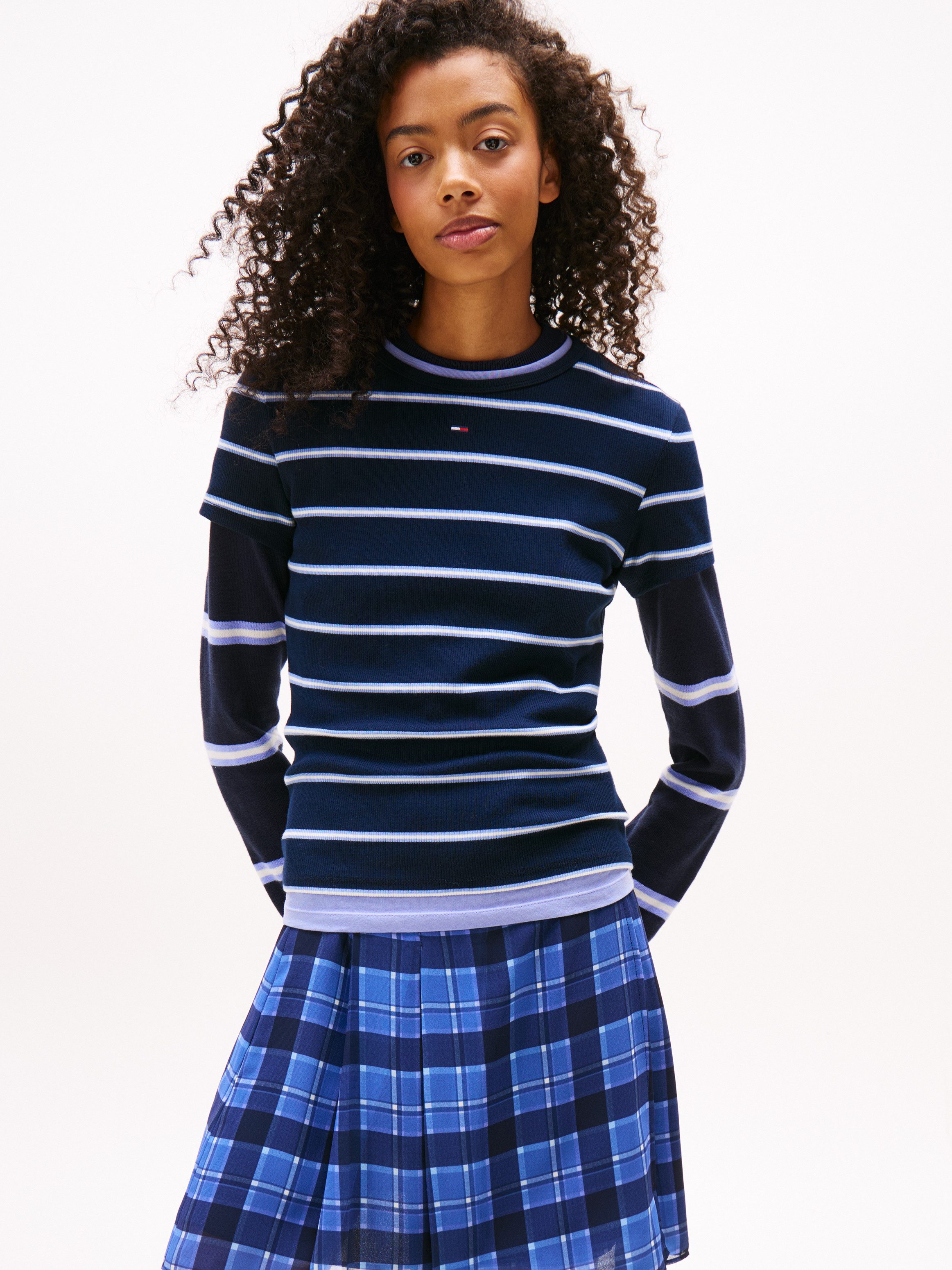 Tommy Jeans Kurzarmshirt TJW SLIM ESSENTIAL RIB SS EXT mit gerippter Strukt günstig online kaufen