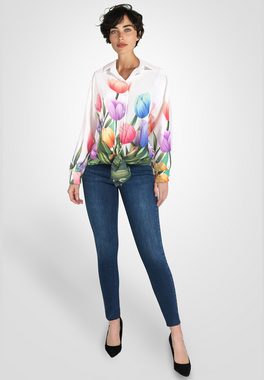 PEKIVESSA Hemdbluse Bluse mit langen Ärmeln Blumenprint