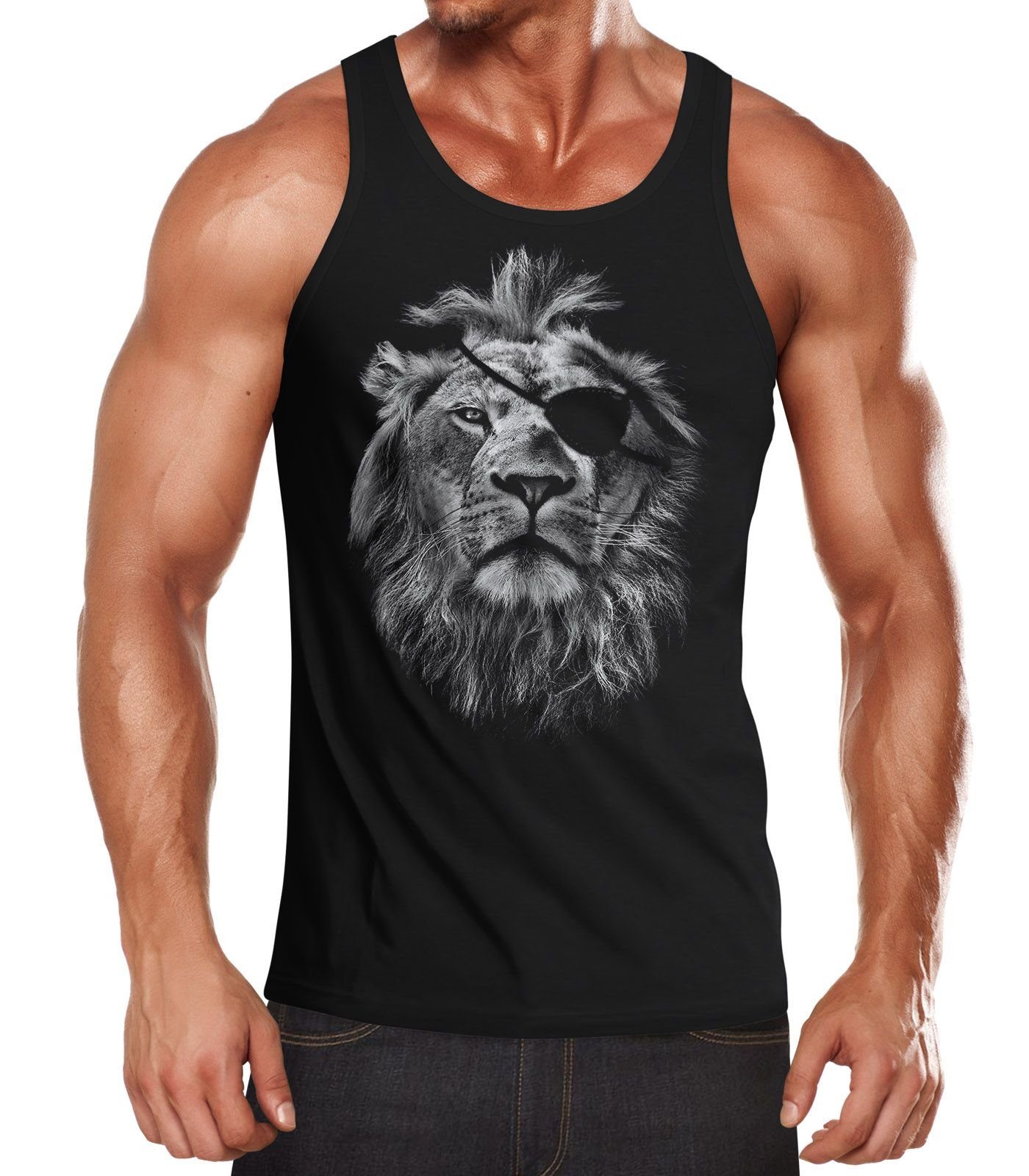 Neverless Tanktop cooles Herren Tank-Top mit großem Löwen Aufdruck Neverless®Lion Eye mit Print