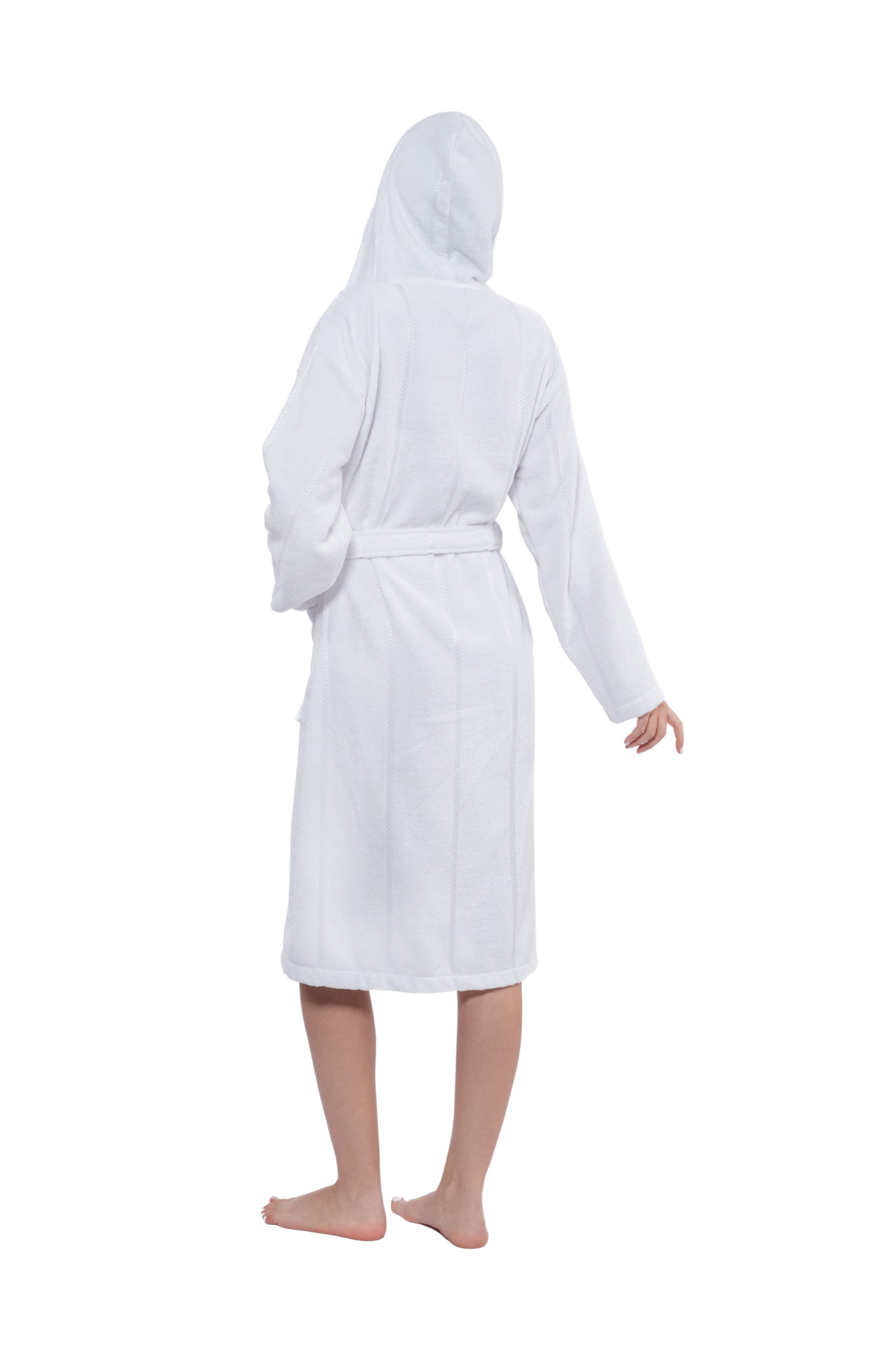 MAIAS art home Unisex-Bademantel Volina Frottee Damen & Herren 100% Baumwolle, Langform, frottee Baumwolle, mit Kapuze & aufgesetzten Taschen, Bindegürtel, Unisex, ideal als Hausmantel, Morgenmantel oder für die Sauna