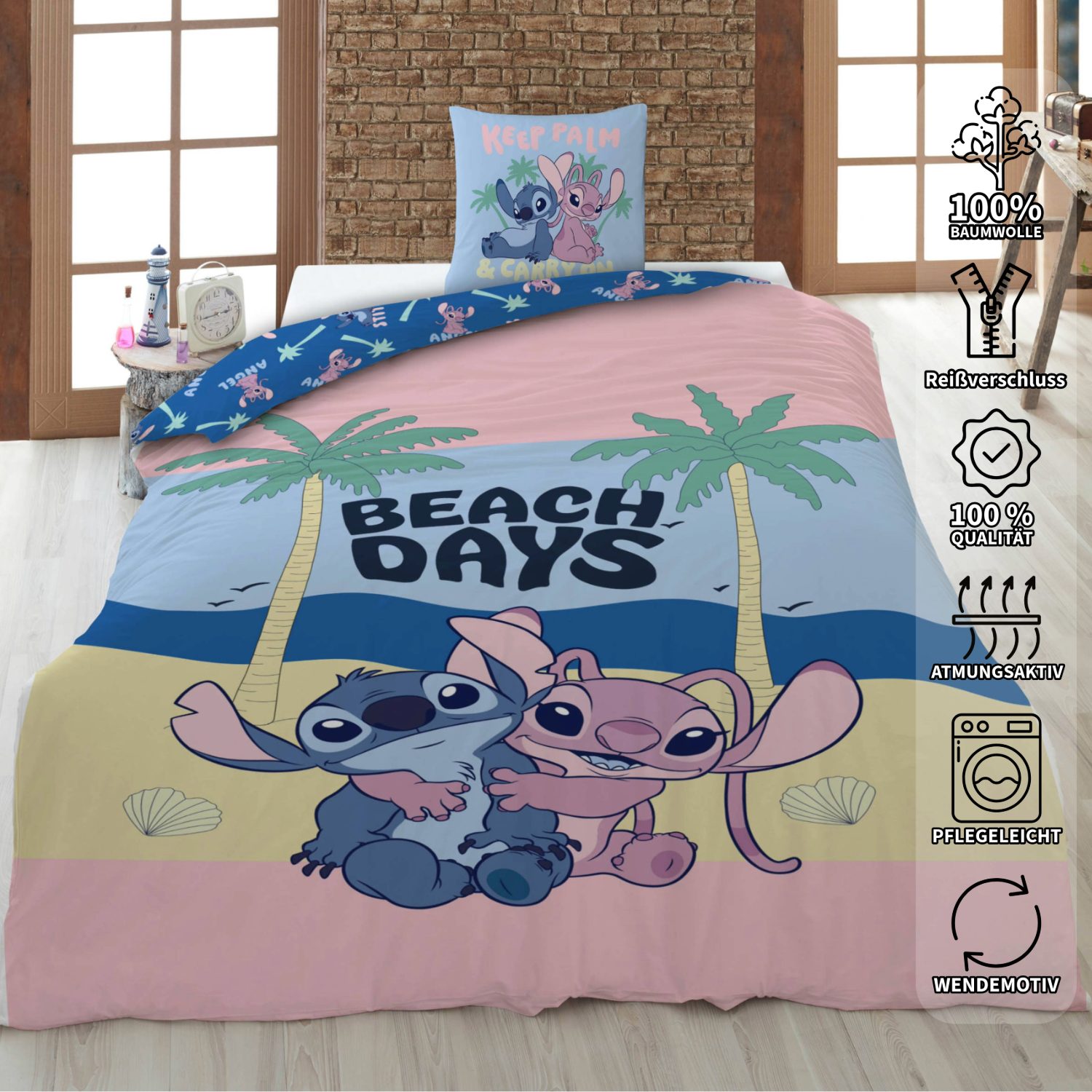 KK Shopping Kinderbettwäsche Disney Lilo & Stitch Bettwäsche Set Beach Days günstig online kaufen
