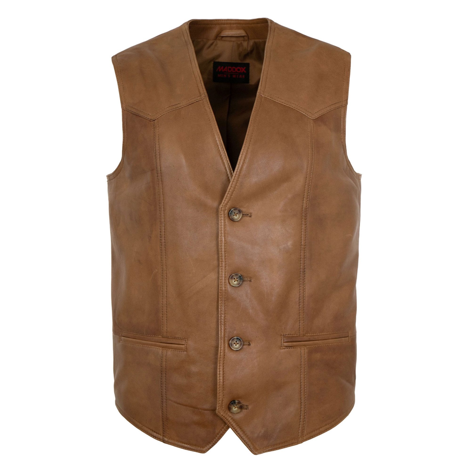 Maddox Lederweste Freddy Maddox - Herren Lederweste Lammnappa whisky