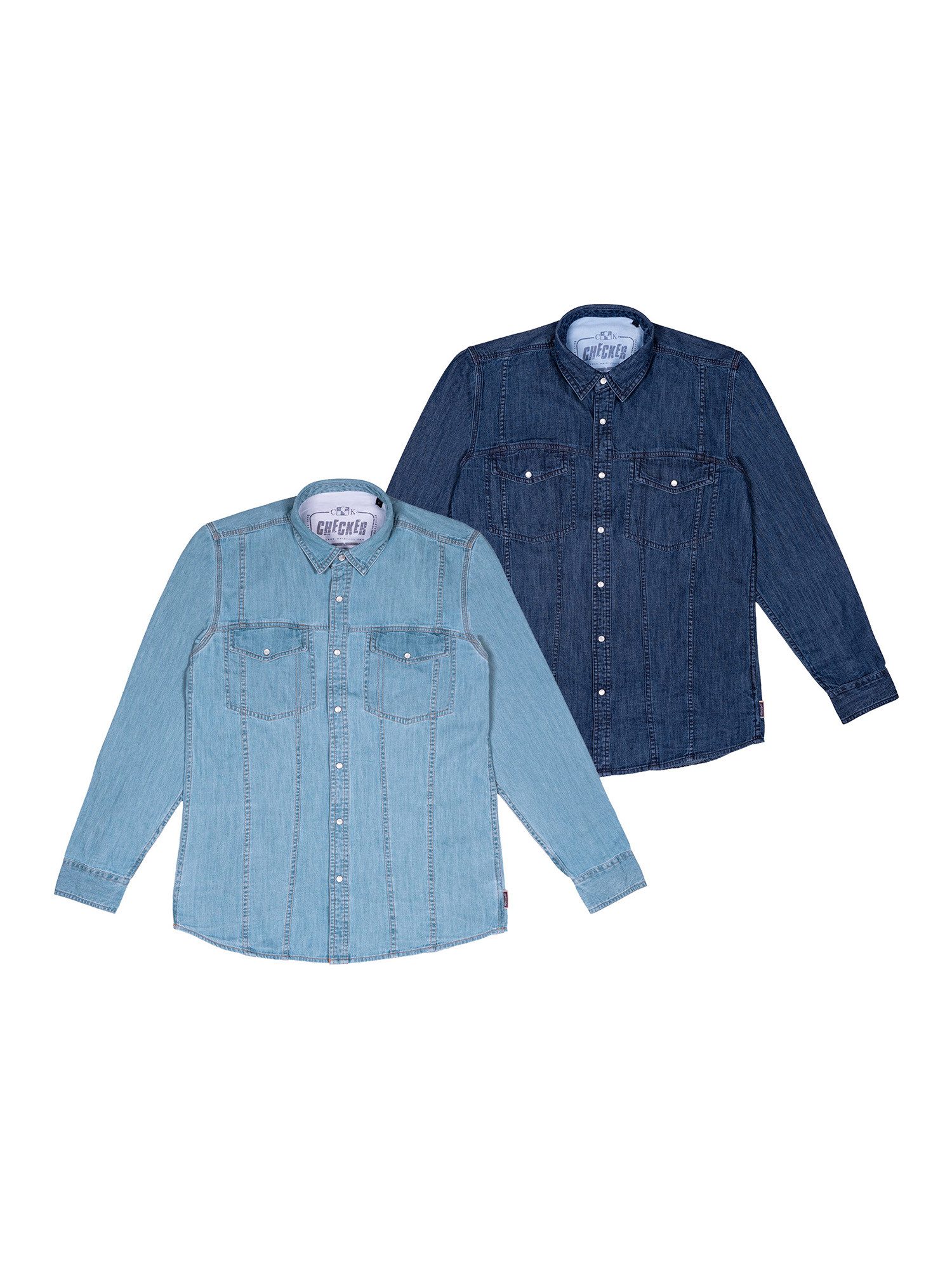 Checker Jeanshemd Dynasty Denim (2-tlg) Businesshemd, Freizeithemd, Langarmhemd
