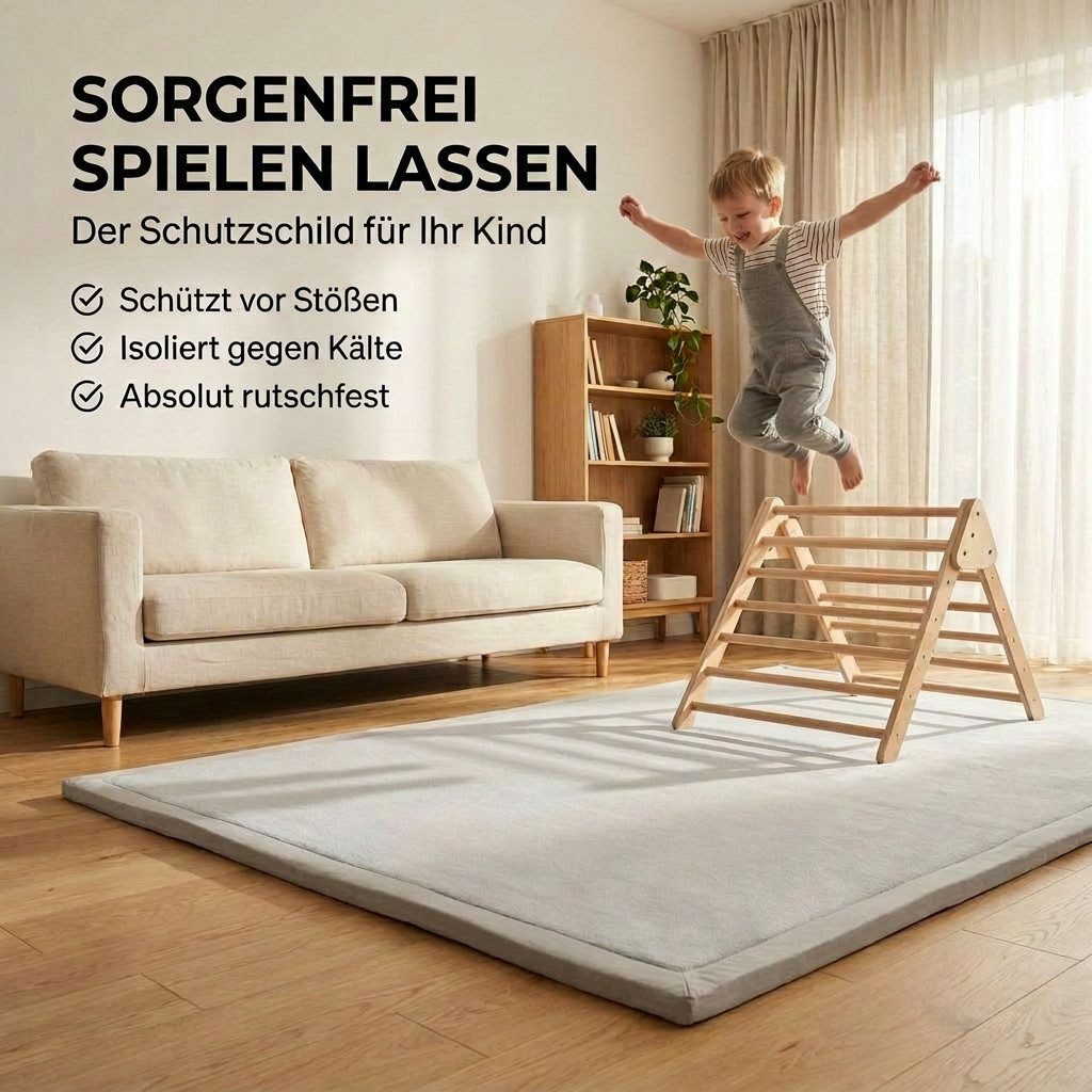 BabyBeFun Spielmatte [Extra Weich] 3cm dicke Krabbelmatte Baby, hochwertiger Memory-Schaum, Rutschfest, Deutsche Marke