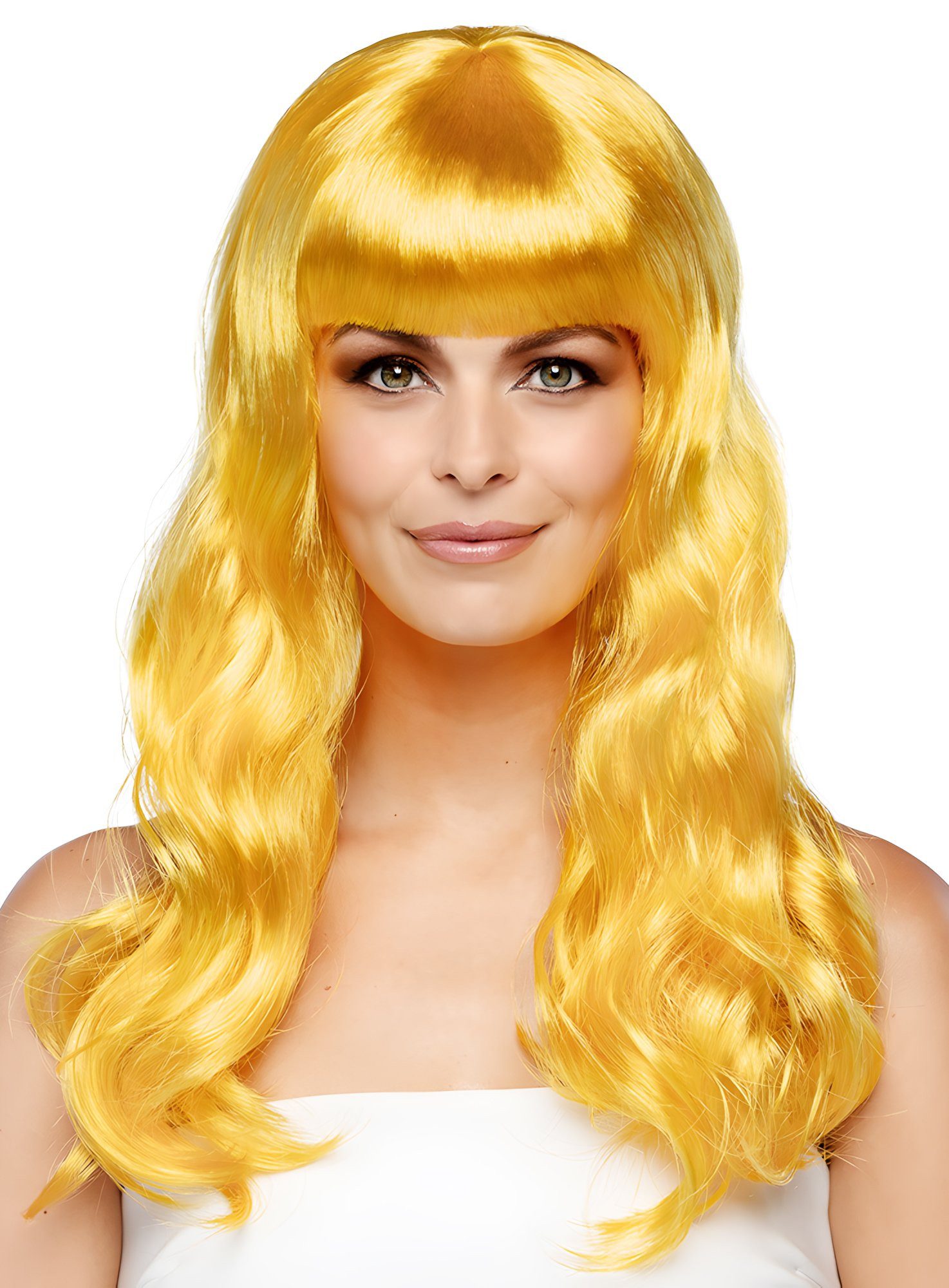 Boland Kostüm-Perücke Lange Haare gelb - Kostüm Perücke für Fasching