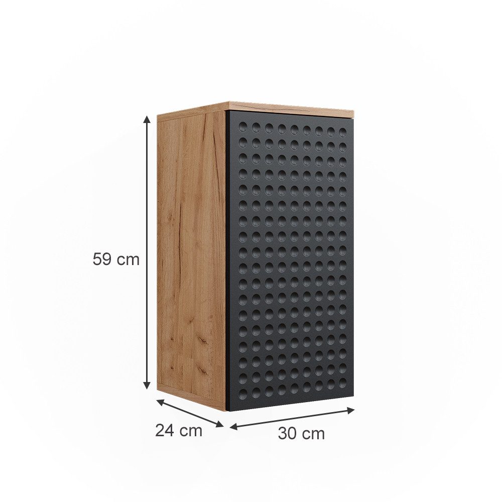 Vicco Hängeschrank Irma, Goldkraft Eiche/Anthrazit, 30 x 59 cm 2 Fächer, Badezimmer (1-St)
