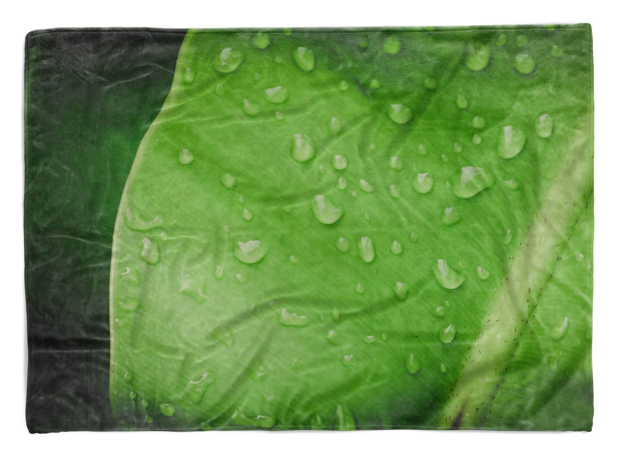 Sinus Art Handtücher Handtuch Strandhandtuch Saunatuch Kuscheldecke mit Fotomotiv Wassertropfen grün, Baumwolle-Polyester-Mix (1-St), Handtuch