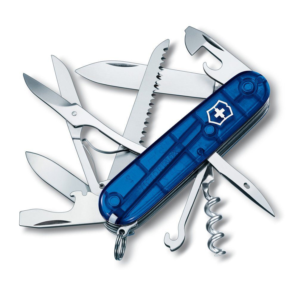 Victorinox Taschenmesser Taschenmesser Huntsman, blau transparent, 15 Funktionen