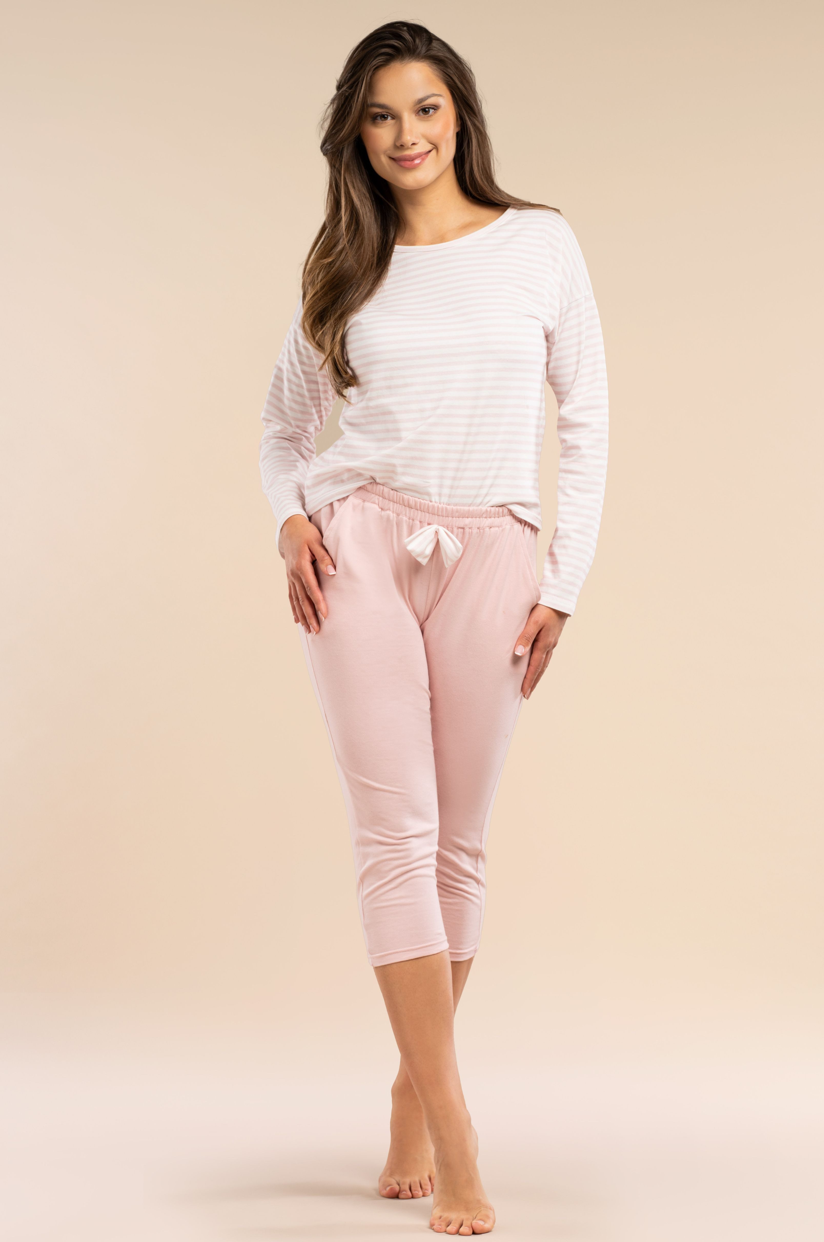 Mademoiselle Sommeil Capri-Pyjama langarm Schlafanzug mit Streifen & 3/4-Ho günstig online kaufen