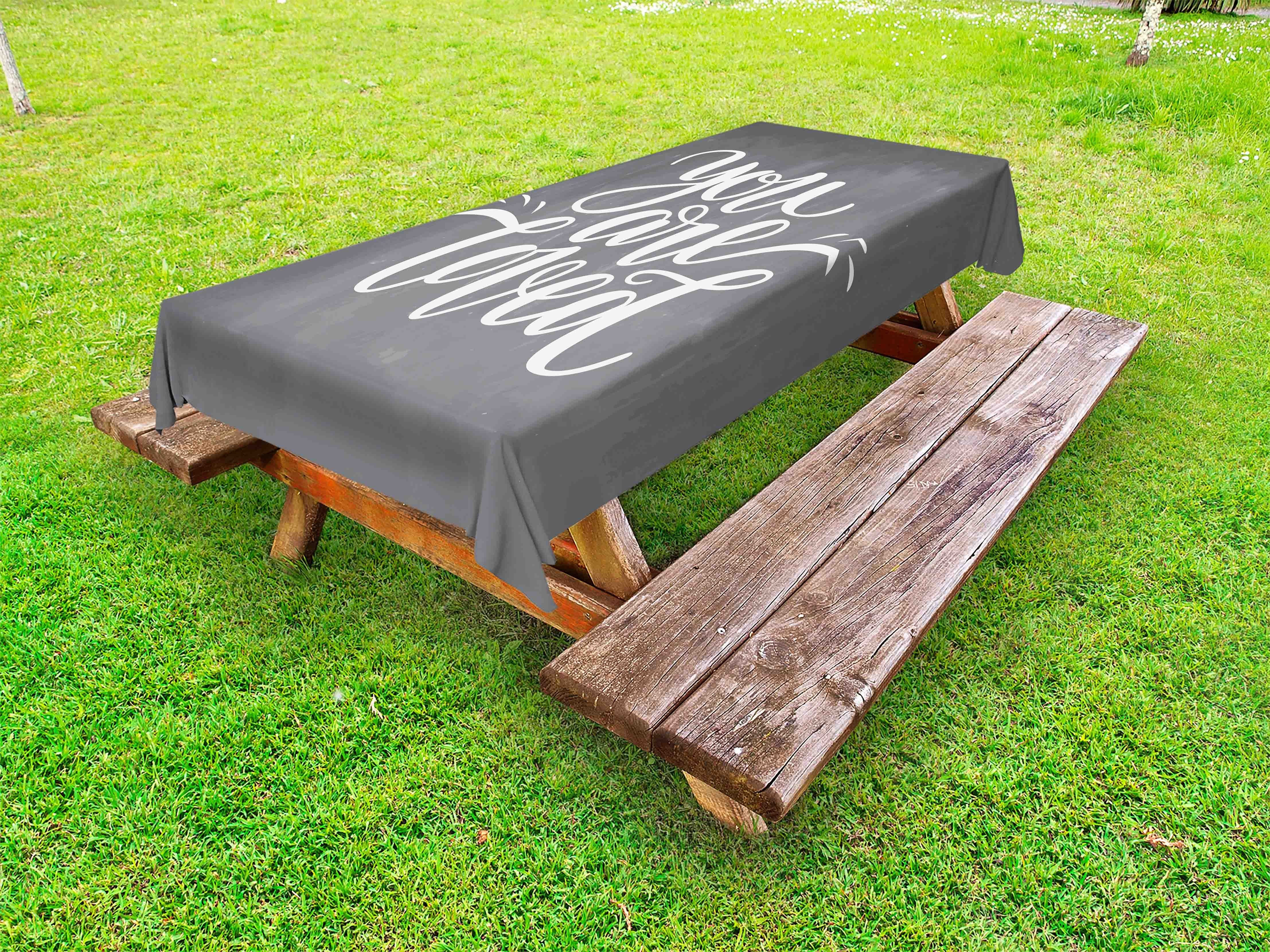 auf Tafel Abakuhaus Picknick-Tischdecke, Du Tischdecke waschbare Text dekorative wirst geliebt der