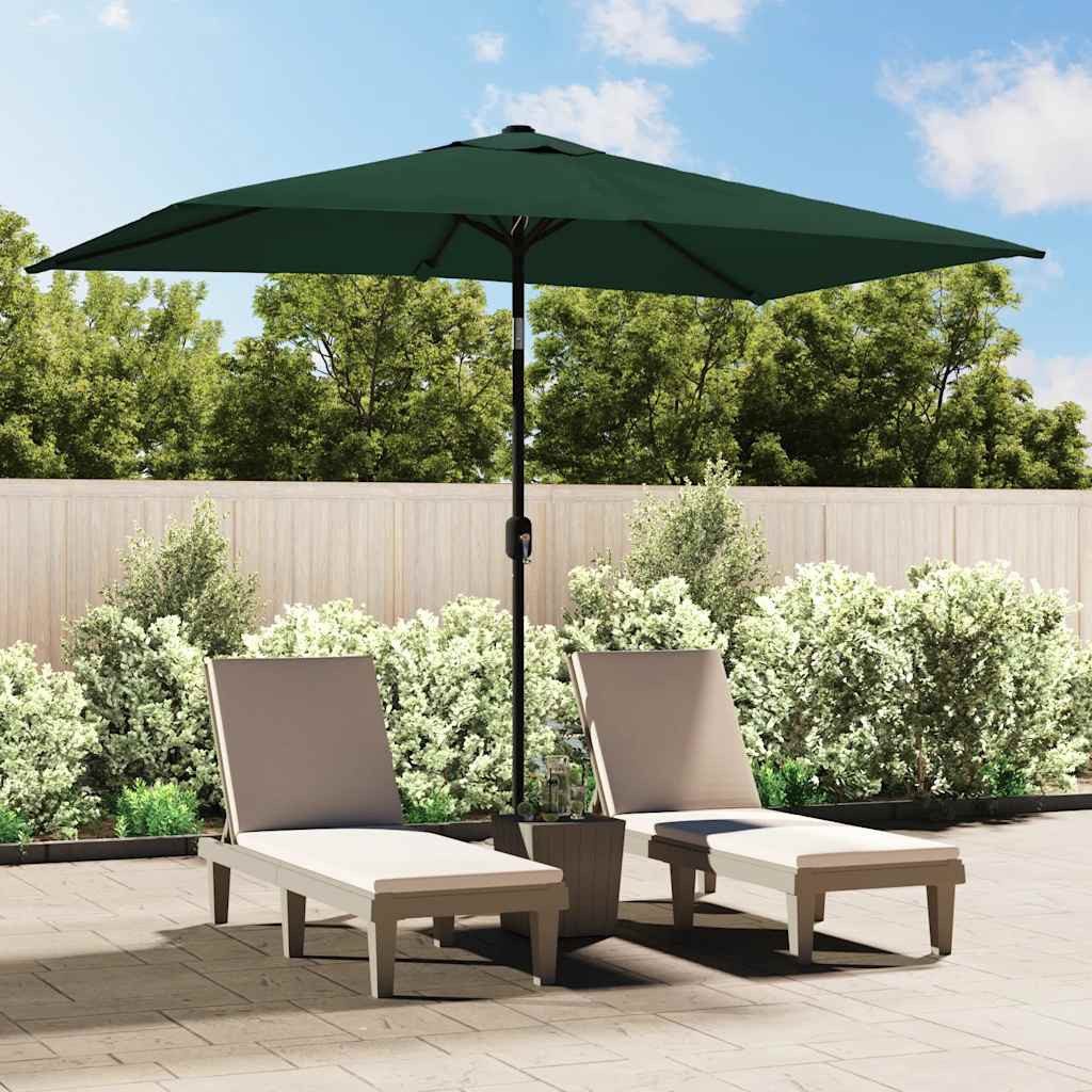 furnicato Sonnenschirm Gartenschirm Grün 200x300 cm mit Stahlrahmen und UV-Schutz, UV-beständiger Sonnenschirm mit Kurbel und Neigungsmechanismus