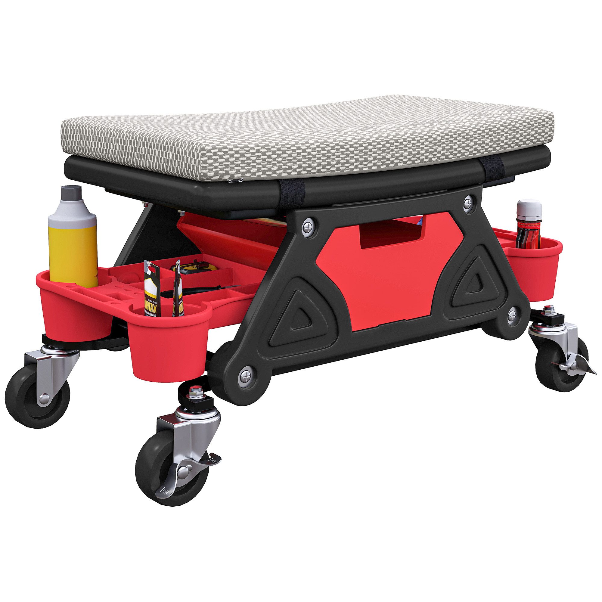 FELIXLEO Montagehocker Werkstatthocker mit Rollen Ablagefläche 35cm hoch Rollhocker bis 135 (1 St)