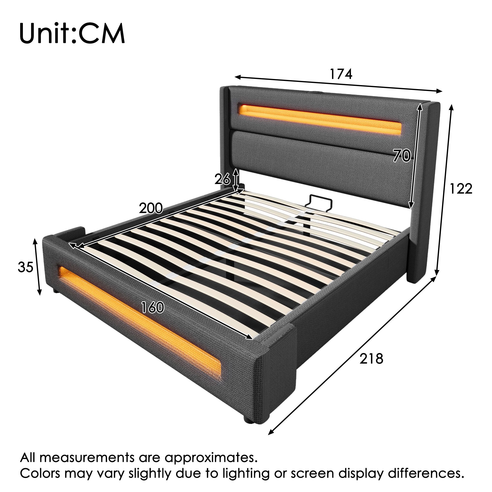 Ulife Polsterbett Jugendbett, Stauraumbett mit hydraulischem günstig online kaufen